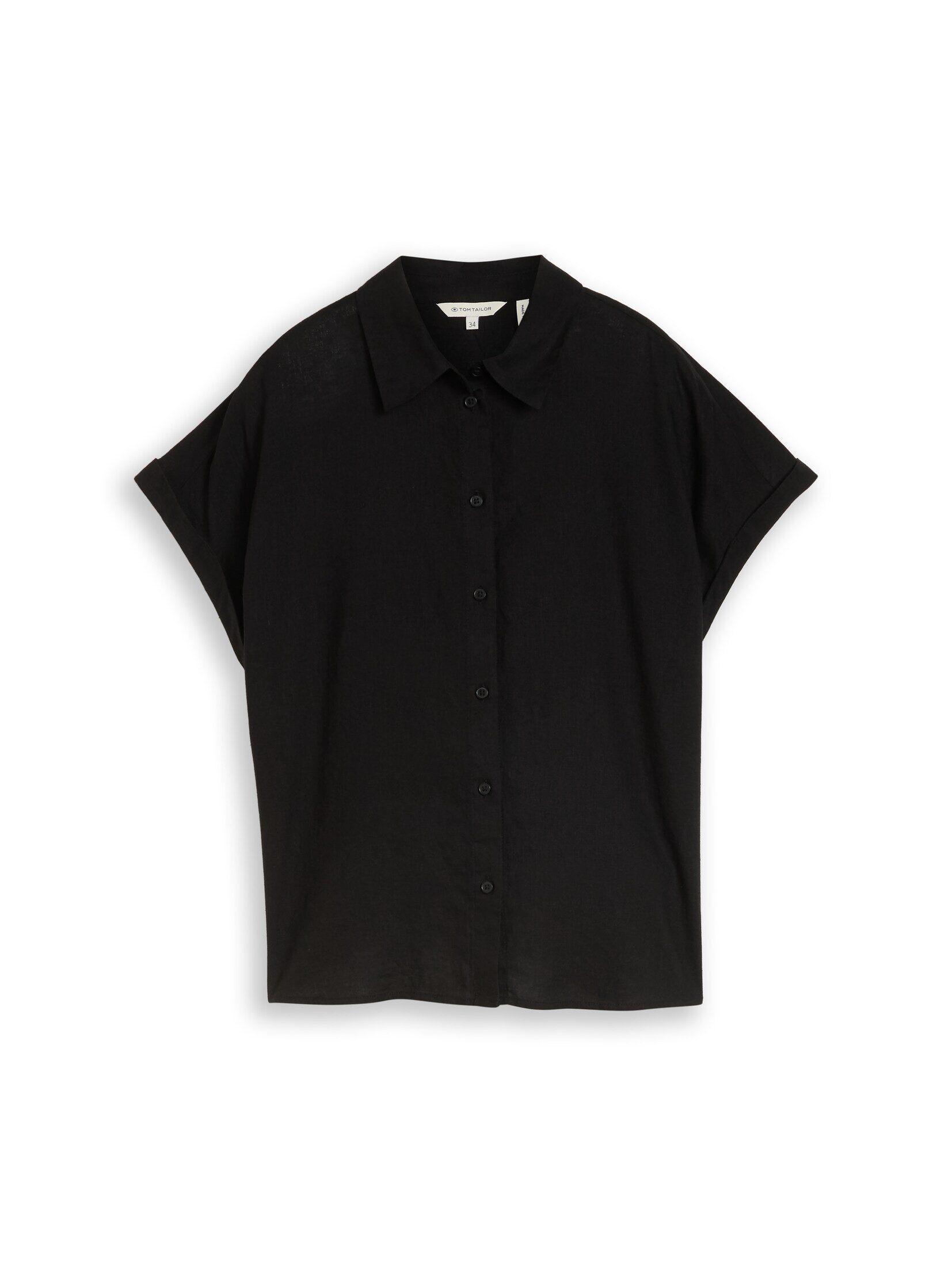 TOM TAILOR Kurzarmbluse Blusen & Shirts Loose Fit Bluse mit Leinenanteil