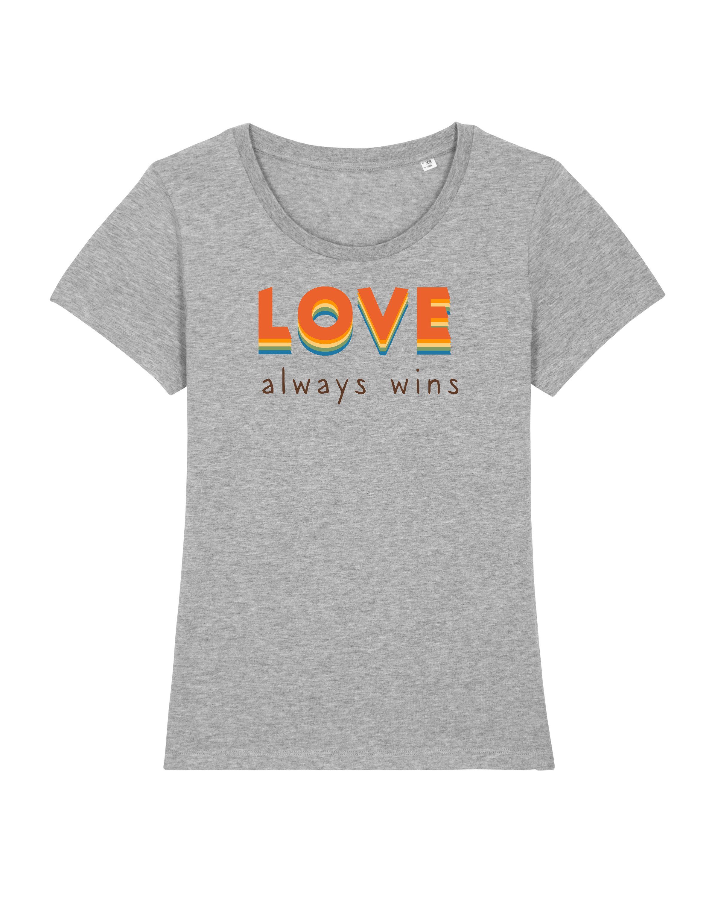 wins Love wat? always meliert Apparel (1-tlg) Print-Shirt grau