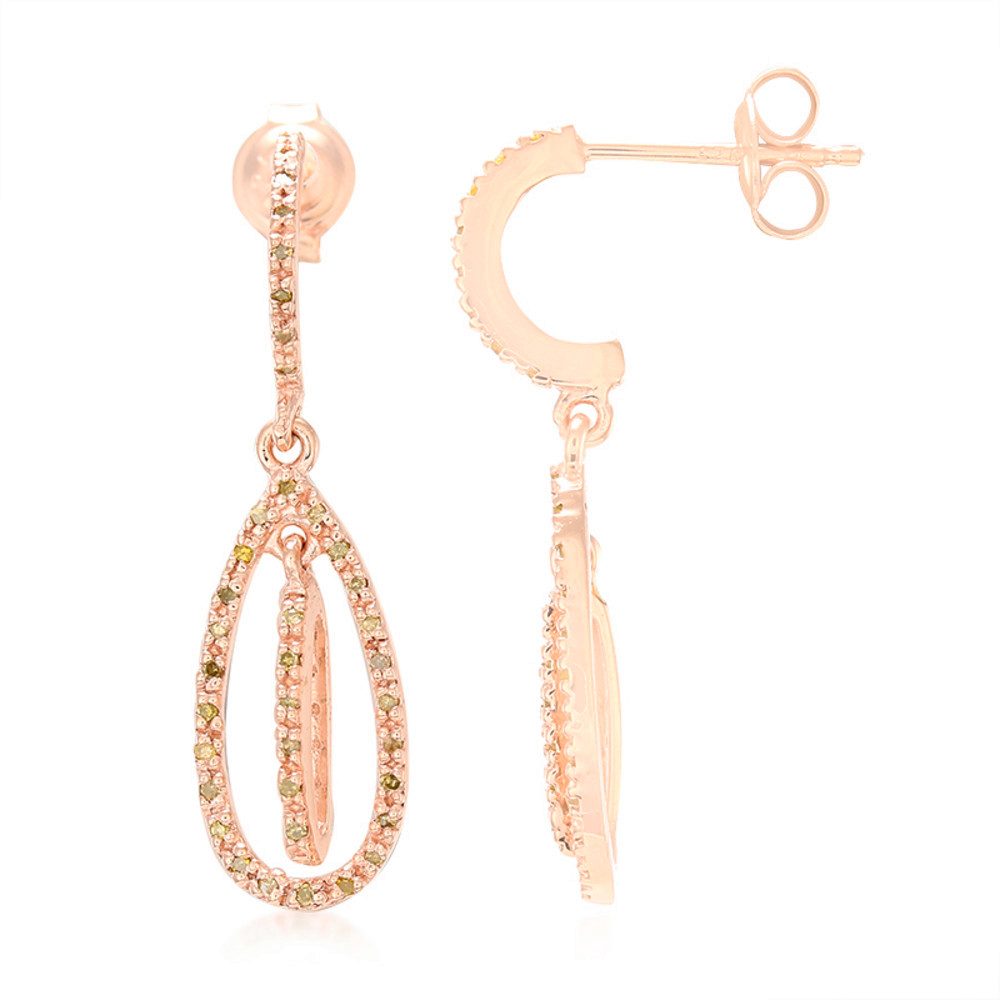 Ohrring-Set 925 Sterling Silber Ohrringe Damen, rosa vergoldet, 0,18 ct Diamant