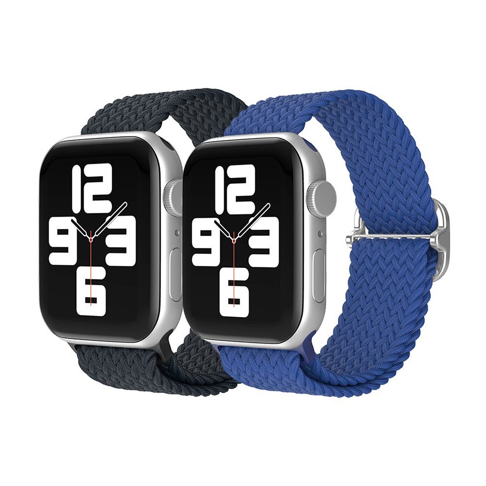 GelldG Uhrenarmband Geflochtenes Armband Kompatibel mit Apple Watch, Nylon Armband dunkelgrau