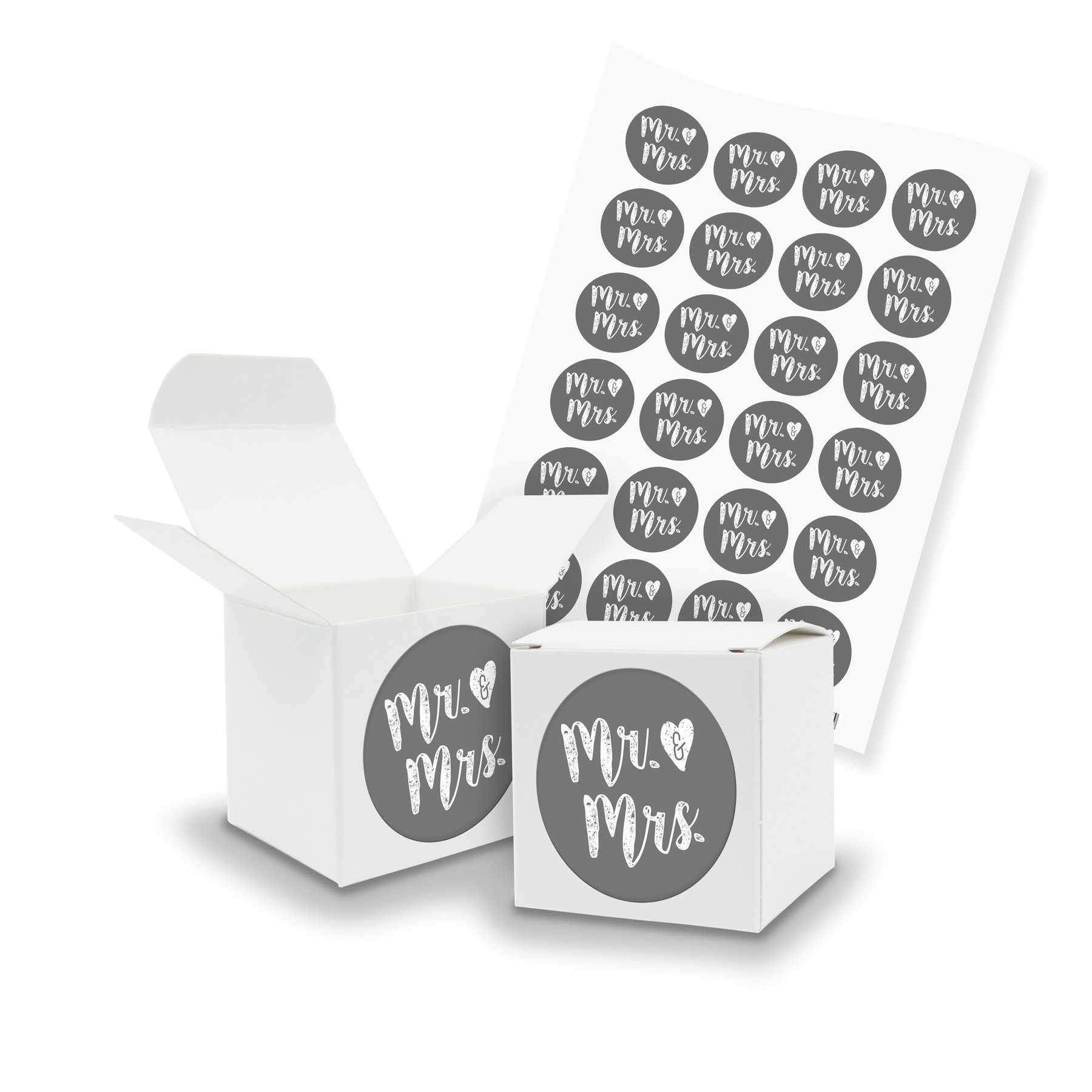 & itenga SET 5cm Hochzeit itenga Mrs. Würfel Geschenkpapier 24x Mr. (Motiv124) Gastgeschenk