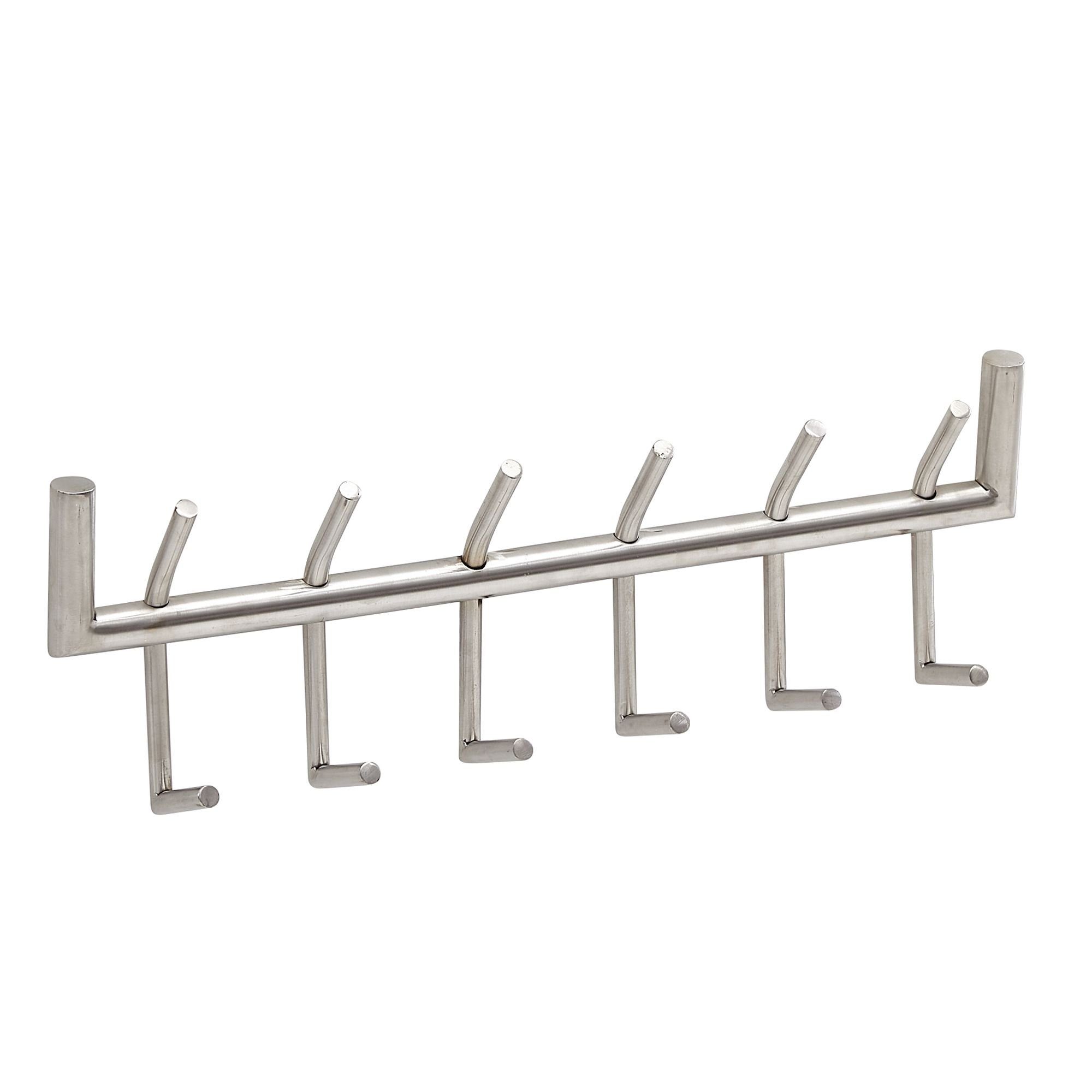 möbelando Wandgarderobe Wandgarderobe Metall Silber 60x19x10 cm Design Flurgarderobe Stahl, 60 cm (L)