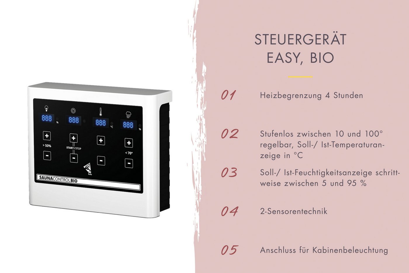 Thumbnail - Karibu Sauna Menja, BxTxH: 224 x 210 x 206 cm, 40 mm, (Set) 9-kW-Bio-Ofen mit externer Steuerung