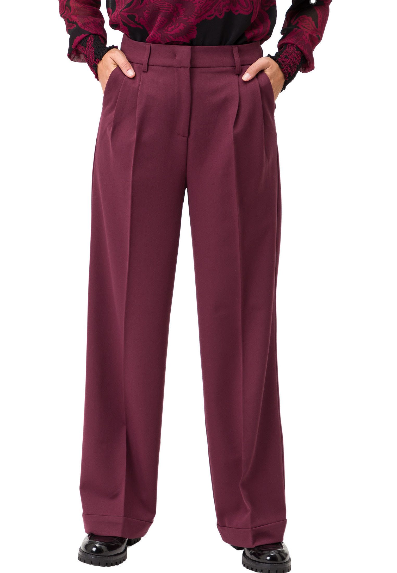 Zero Stoffhose zero Hose Wide Leg mit Bügelfalte 30 Inch Falten