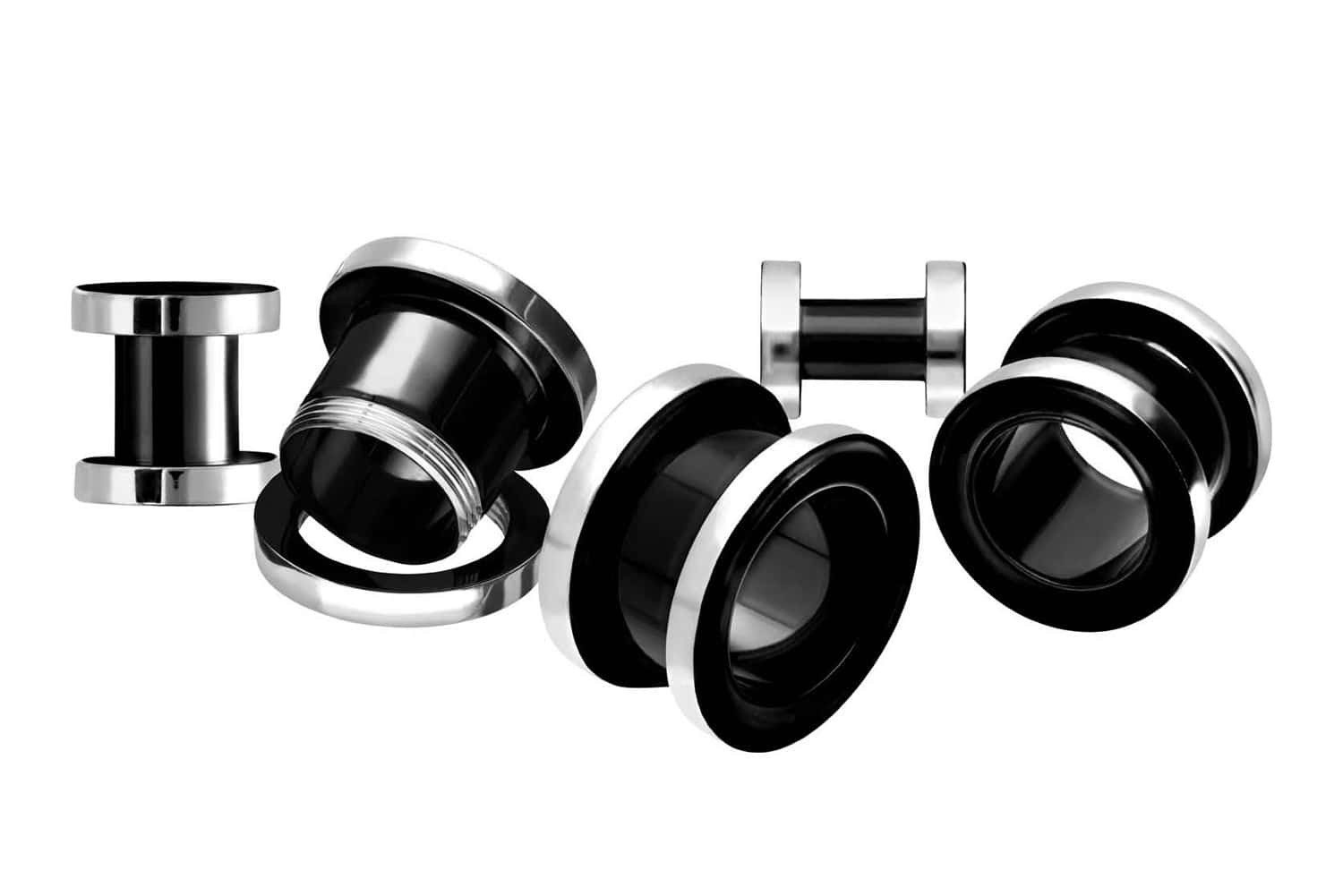 PIERCINGLINE Plug Chirurgenstahl Tunnel schwarz POLIERTER RAND (Tunnels, 1-tlg)