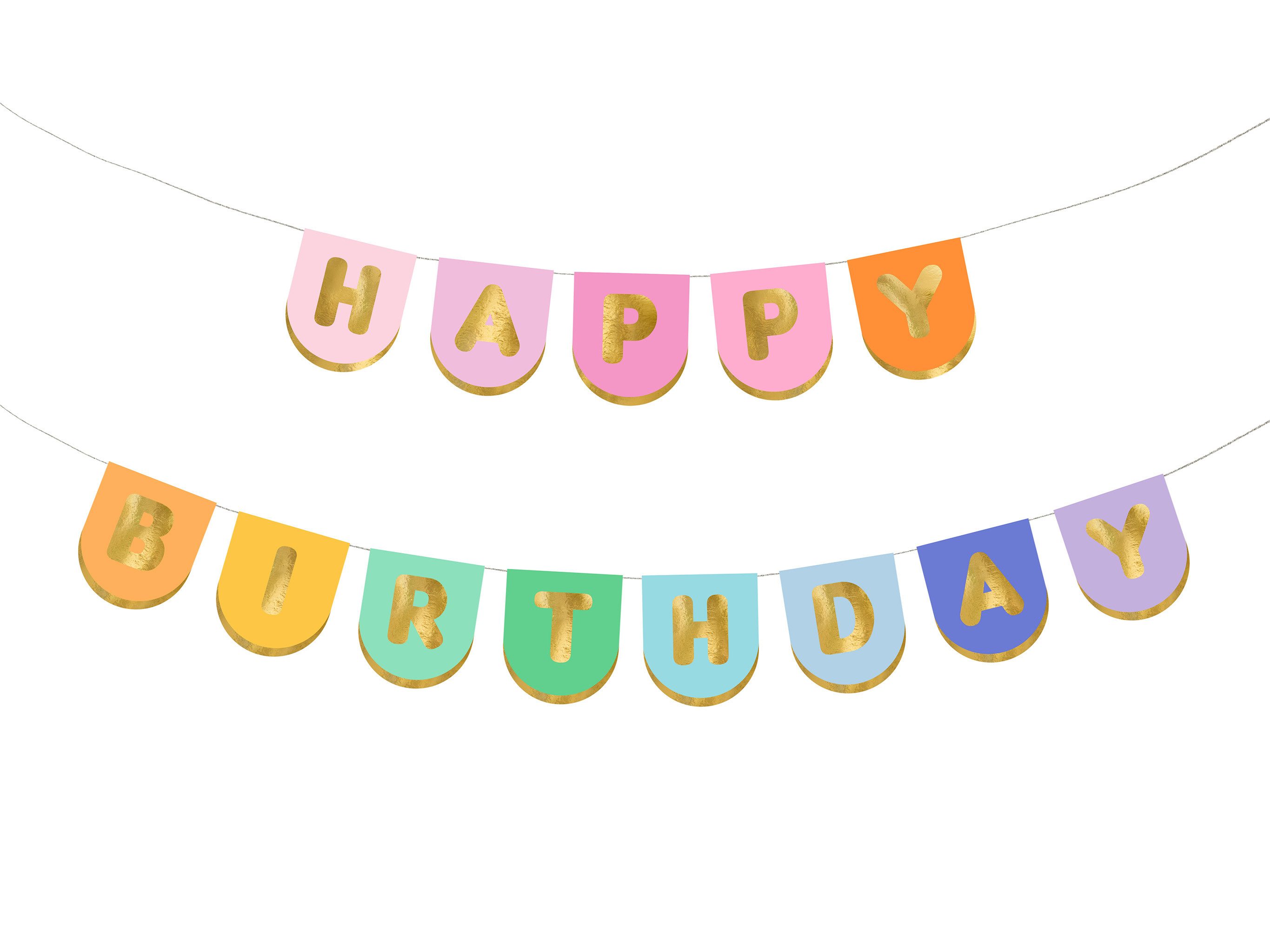 partydeco Hängedekoration, Happy Birthday Girlande 12x163cm Banner Bunt