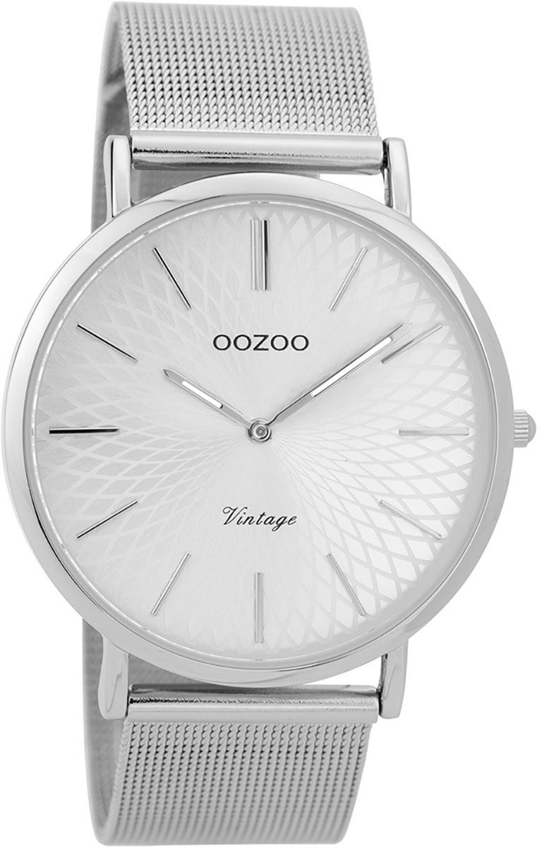 OOZOO Quarzuhr Oozoo Damen-Uhr silber, (Analoguhr), Damenuhr rund, groß (ca. 40mm), Edelstahlarmband silber, Fashion