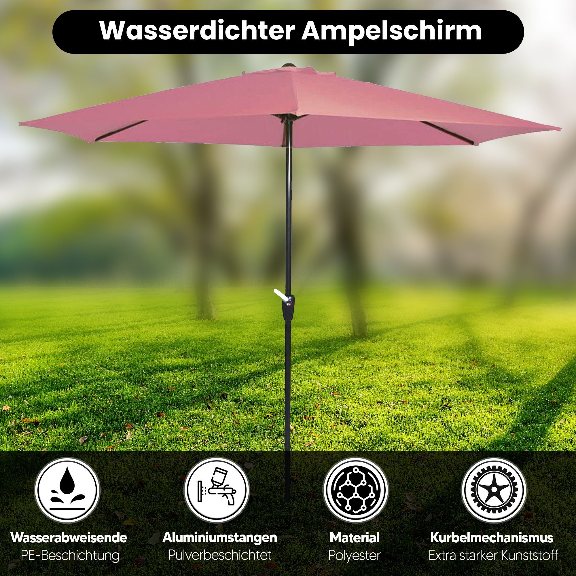 habeig Sonnenschirm Sonnenschirm Marktschirm Kurbelschirm 300cm günstig online kaufen