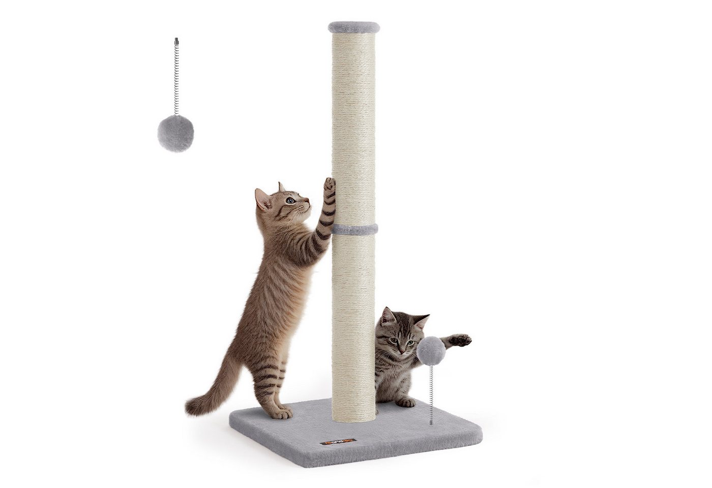 FEANDREA Kratzbaum 85 cm hoch, Katzenbaum, Sisalstamm, mit Plüschball und Glocke, L, 7 cm dicker Stamm, für Kätzchen und normale ausgewachsene Katzen
