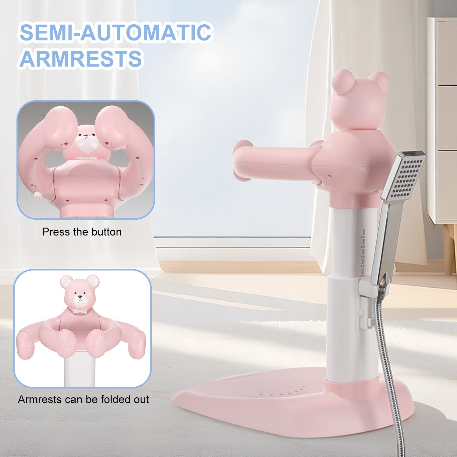 oyajia Babybadewanne Baby Badewannenständer Duschständer Höhenverstellbar, (mit AntiRutsch-Basis,Stehhilfe), Zum Baden, Windelwechseln und Waschen des Popos