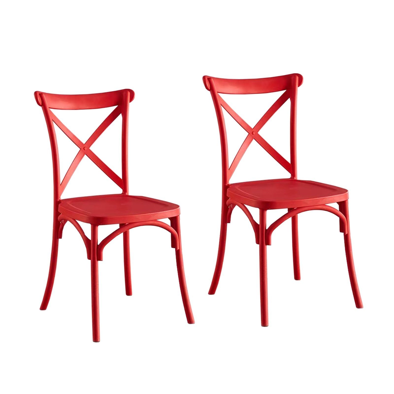 HTI-Living Stapelstuhl Stuhl Bryne 2er-Set (Set, 2 St), Stapelstuhl Kunststoffstuhl Bistrostuhl Esszimmerstuhl Rot | Stapelstühle