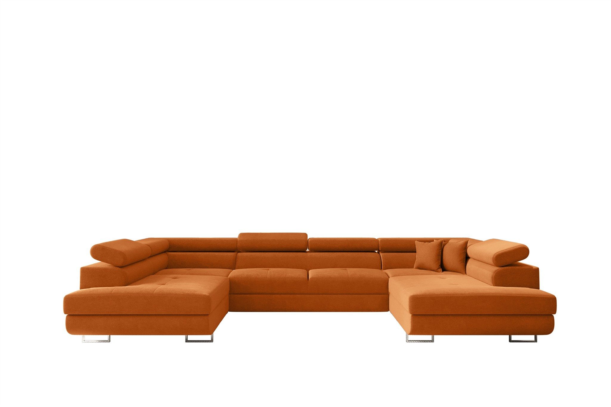Fun Möbel Wohnlandschaft FUN ALEXIS Sofa in U-Form mit Schlaffunktion Velourstoff Nova, Rücken echt bezogen