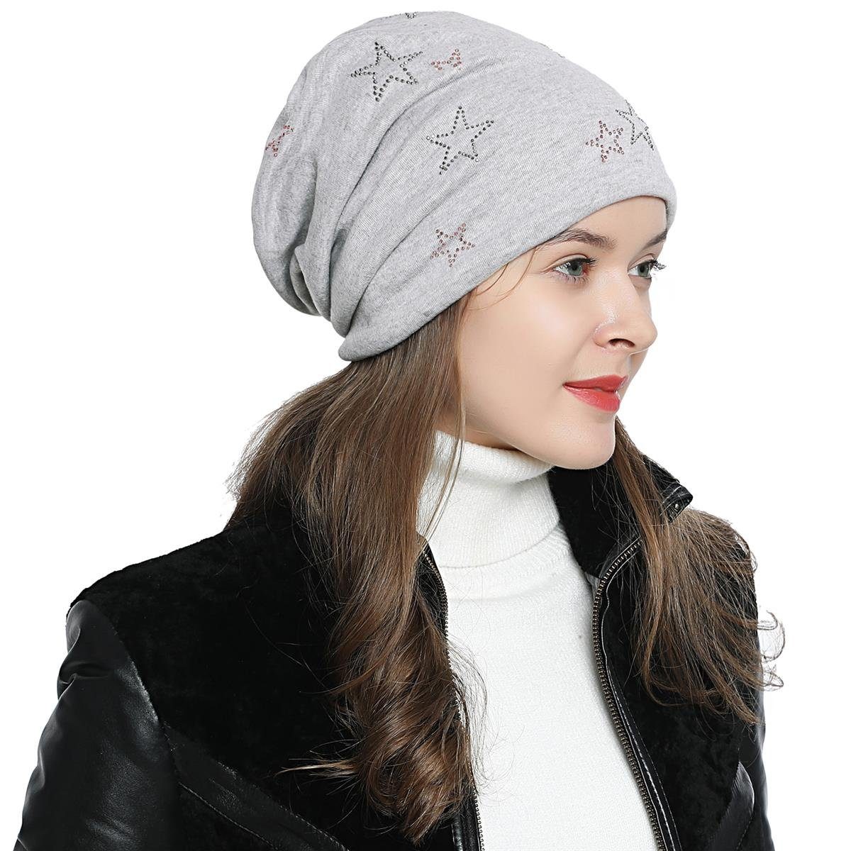 DonDon Beanie Damen Slouch mit Print günstig online kaufen