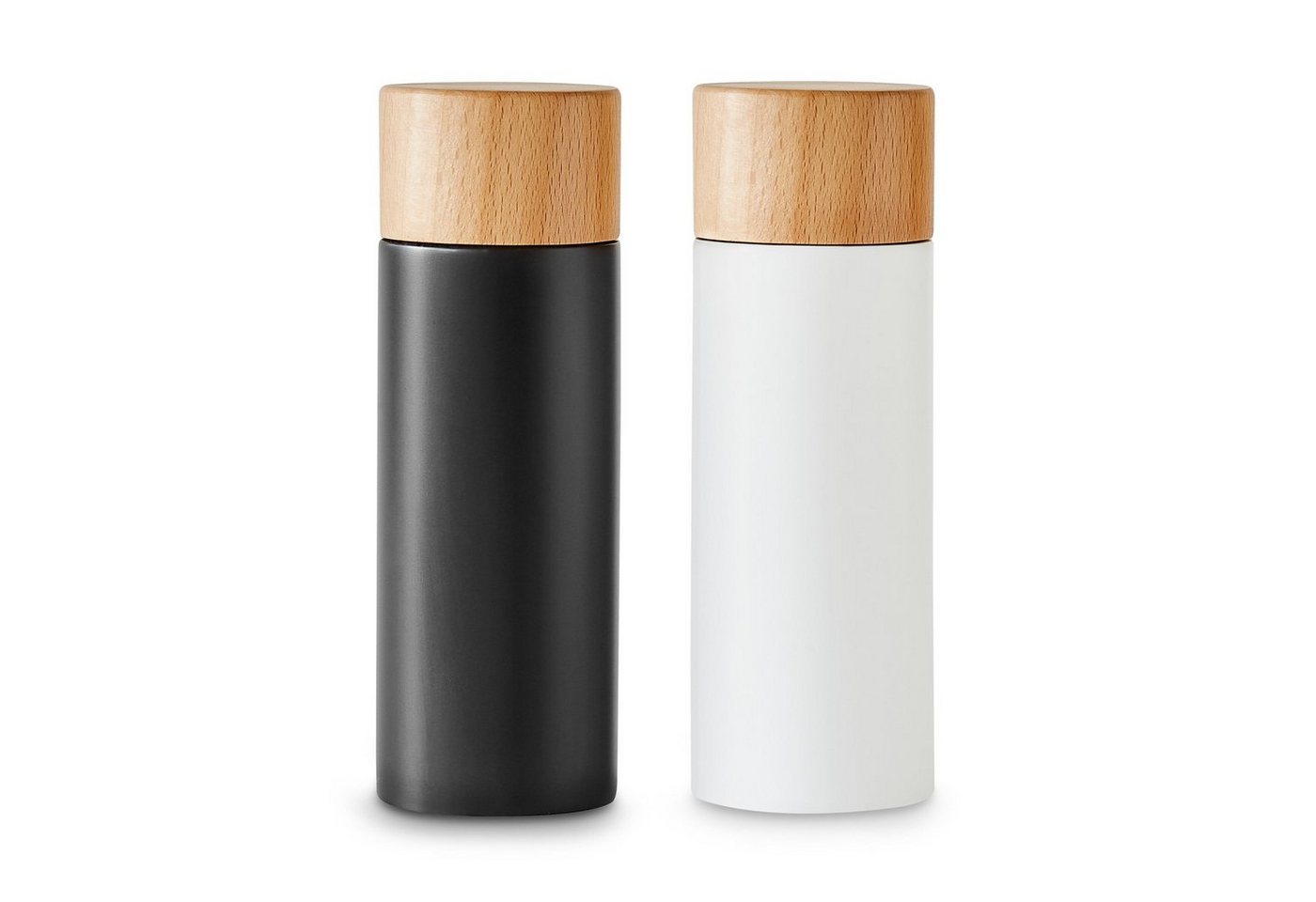 Springlane Salz-/Pfeffermühle Salz- und Pfeffermühlen-Set 2-tlg., aus Birkenholz - Schwarz/Weiß manuell, Langlebiges Keramikmahlwerk, Minimalistisches Design