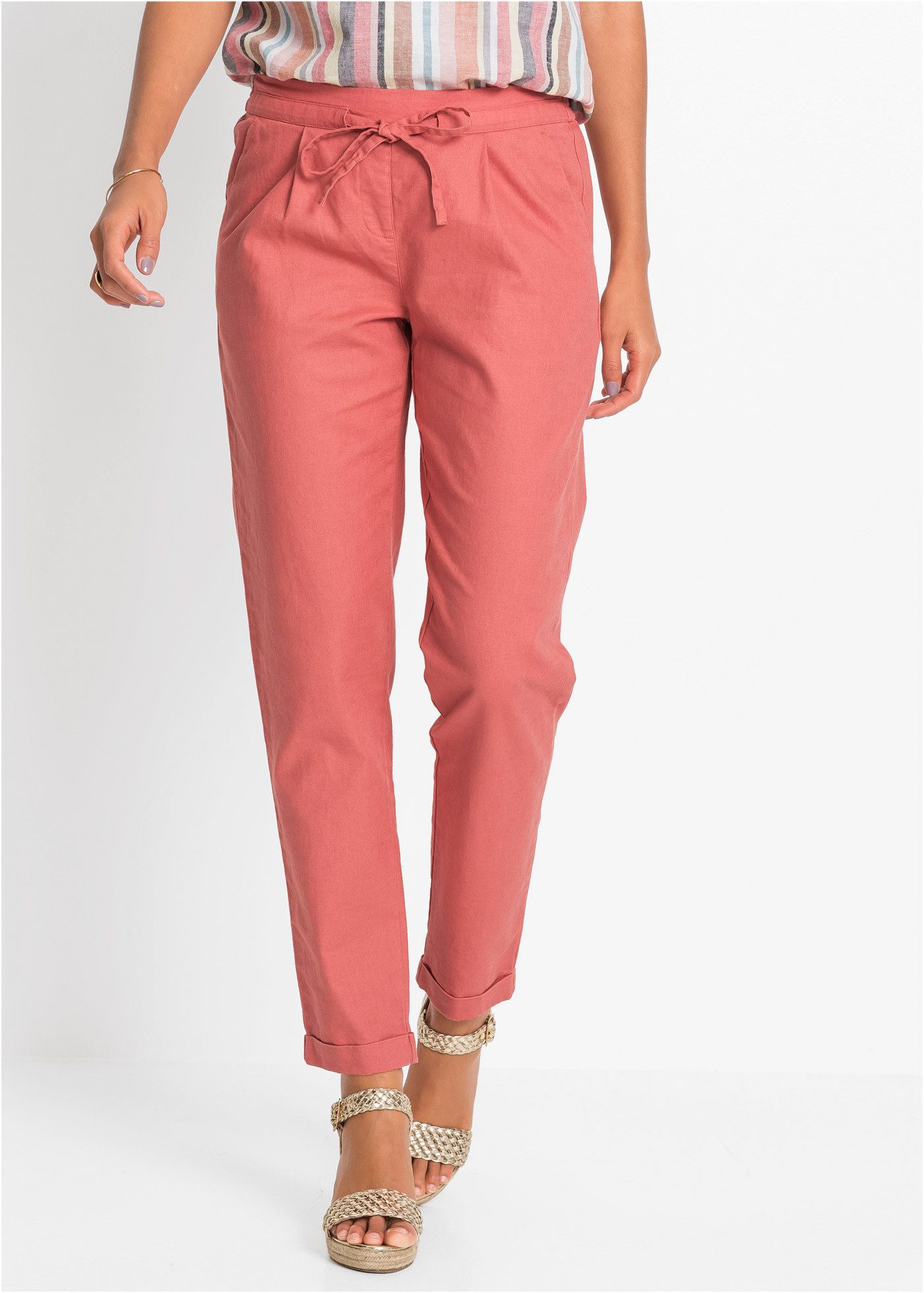 bonprix Leinenhose aus Leinen und Baumwolle, Regular Fit, mit elastischem Gummibund