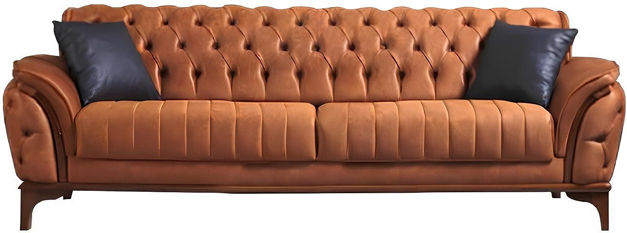 Xlmoebel Chesterfield-Sofa Oranger Chesterfield Sofa mit edlem Design und Komfort, 1 Teile, Hergestellt in Europa