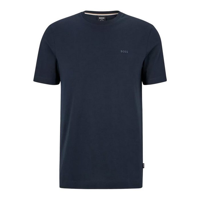 BOSS Kurzarmshirt Herren Shirt Blau mit Logo print auf der Brust