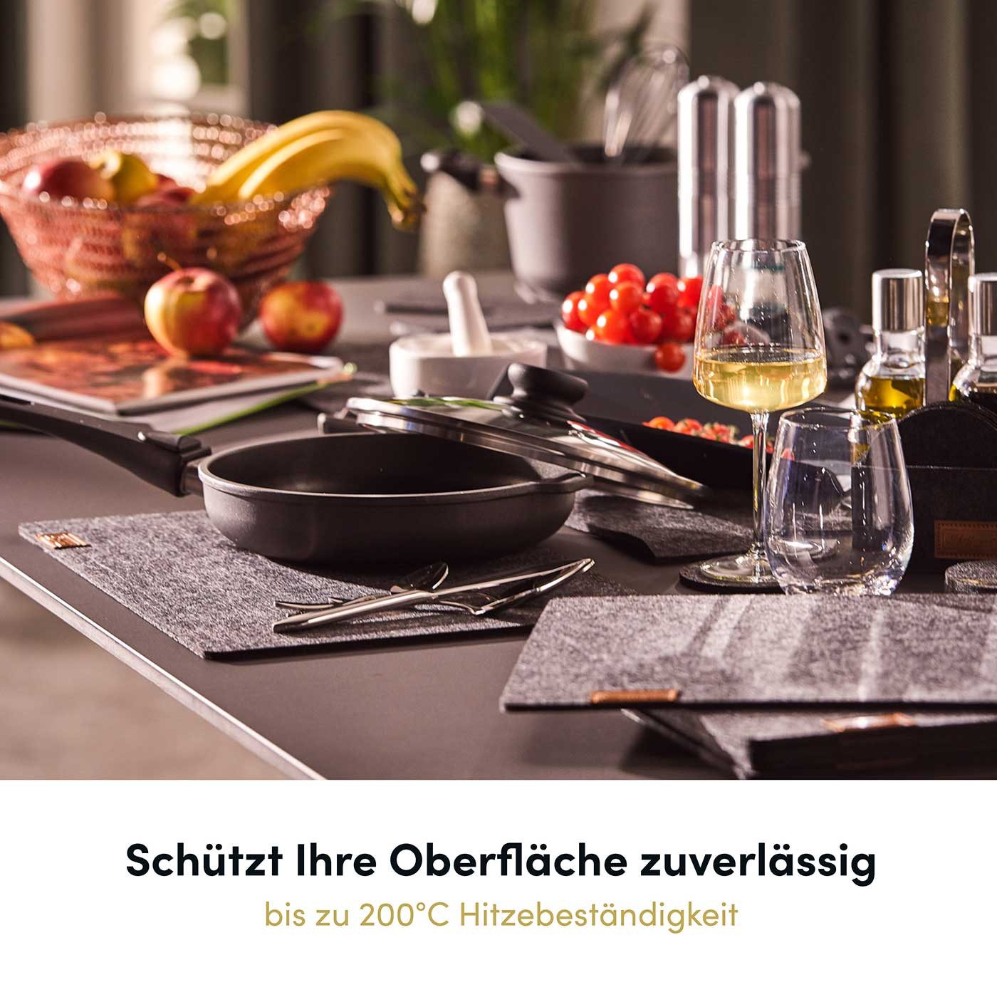Hoffmann Germany Platzset Tischunterlage Filz 45×30 cm, 6er-Set, anthrazit, hitzebeständig, (Set, 6-St., 6x Platzset 45×30 cm), 5 mm Filz, abwaschbar, 200°C, 90 – Bild 3 von 5