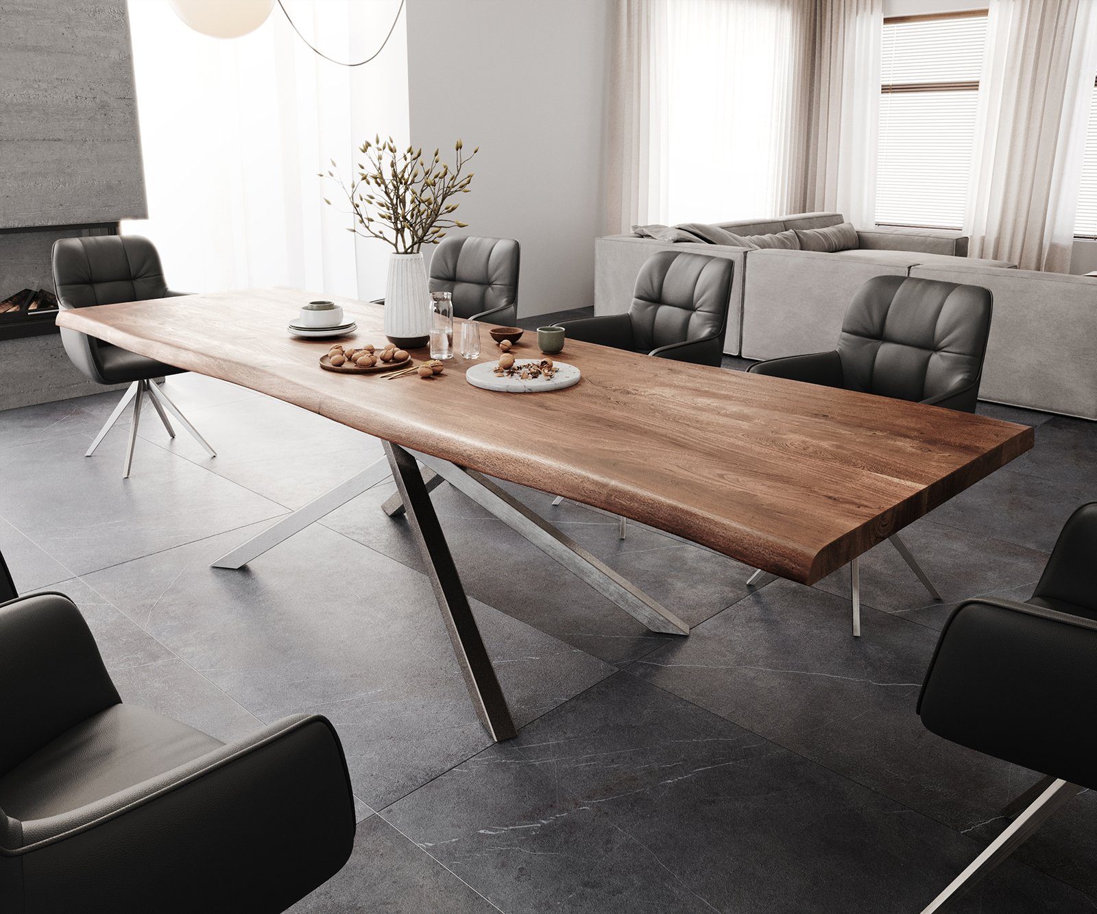 DELIFE Esstisch Edge, Akazie Braun 300x100 günstig online kaufen