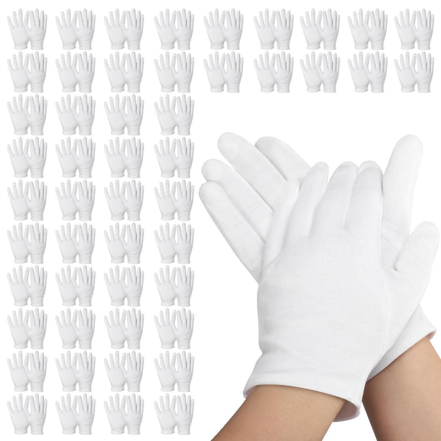 LuxusKollektion Baumwollhandschuhe Handschuhe Baumwolle Weiß S 50 Paar (50-St)