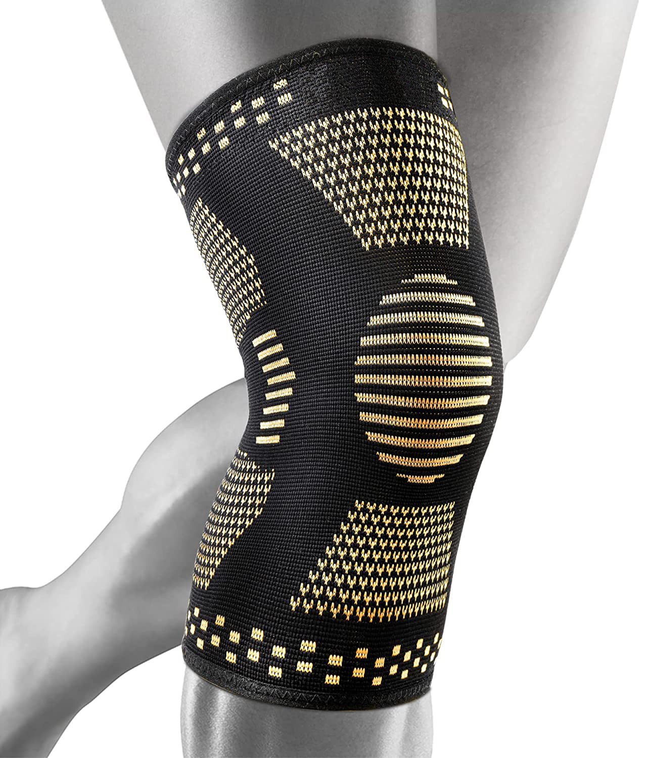 LA CUTE Kniebandage 1 Paar Kniestütze Cooper Stabilität Gelenkschutz Sport & Alltag (Kniebandagen Set für Sport, Fitness & Alltag, 2er-Set Kniebandagen Kupfer, Kompression & Stabilisierung), Kniebandagen Kupfer, 2er-Set, stabilisierend & atmungsaktiv