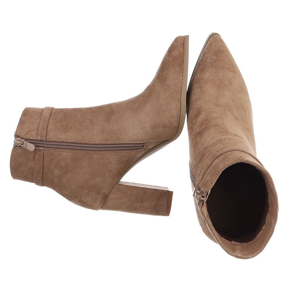 Ital-Design Damen Stiefelette mit Blockabsatz und Riemendetail High-Heel-Stiefelette (92269162) Blockabsatz Stiefeletten in Hellbraun