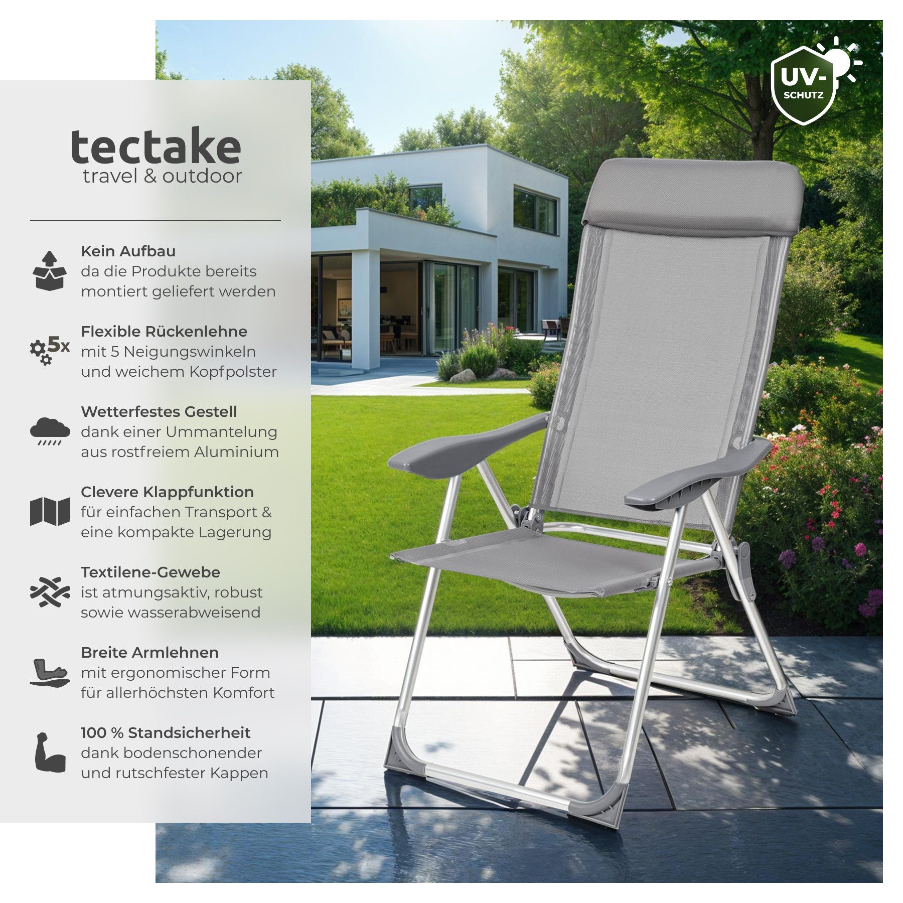 tectake Gartenstuhl 4er Set Gartenstuhl (Set, günstig online kaufen