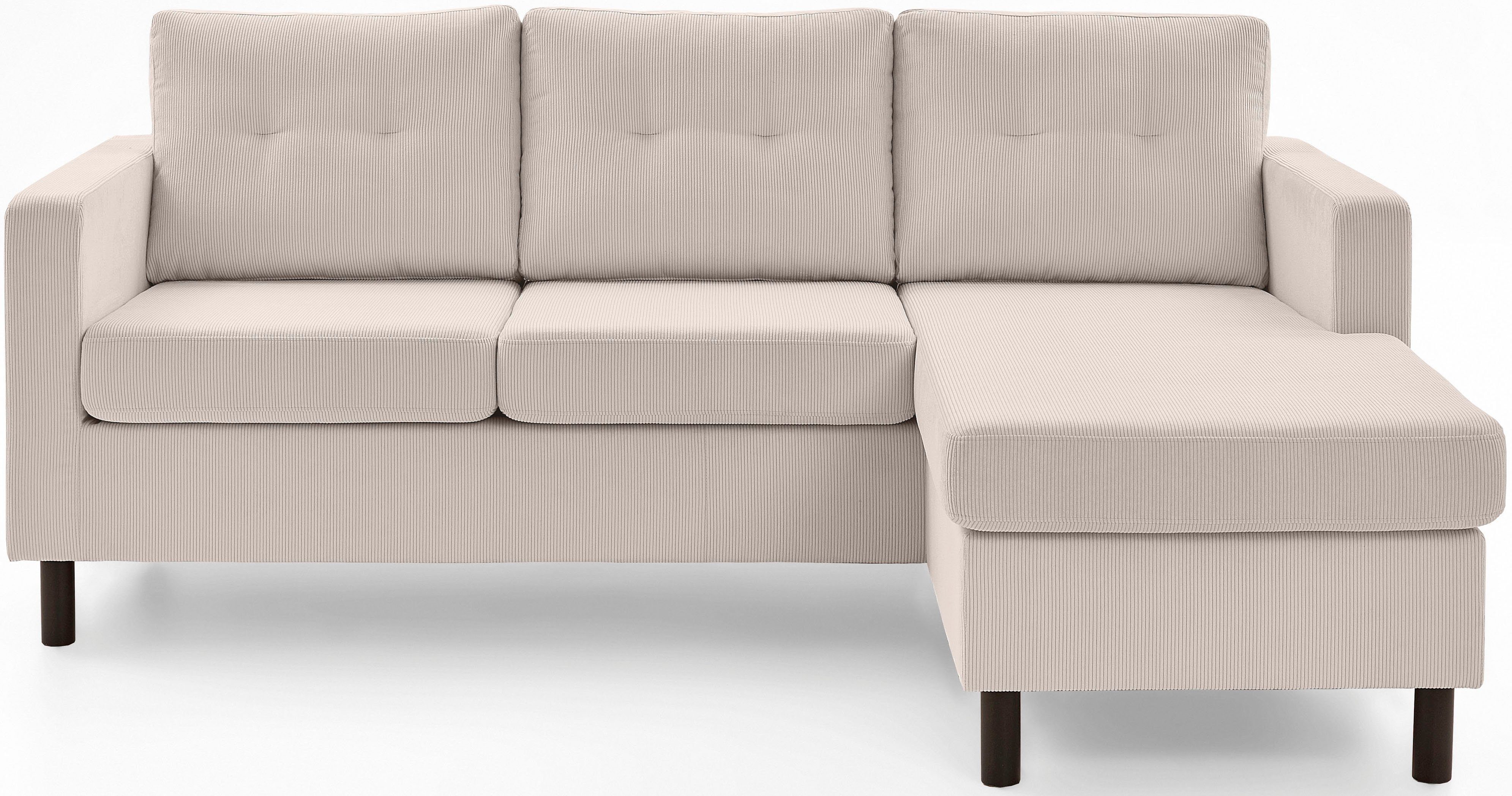 ATLANTIC home collection Ecksofa Raum und montierbar Recamiere stellbar frei Ecksofa, beidseitig Tea, im