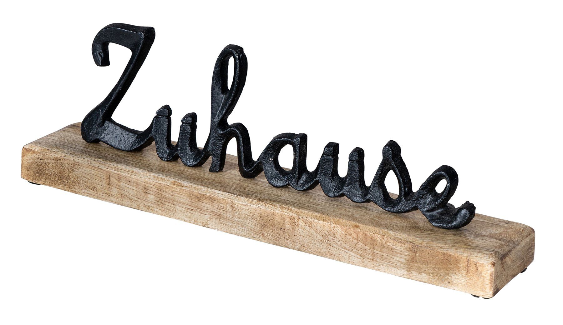 Levandeo® Deko-Schriftzug, Schriftzug Zuhause Mangoholz Metall Tischdeko
