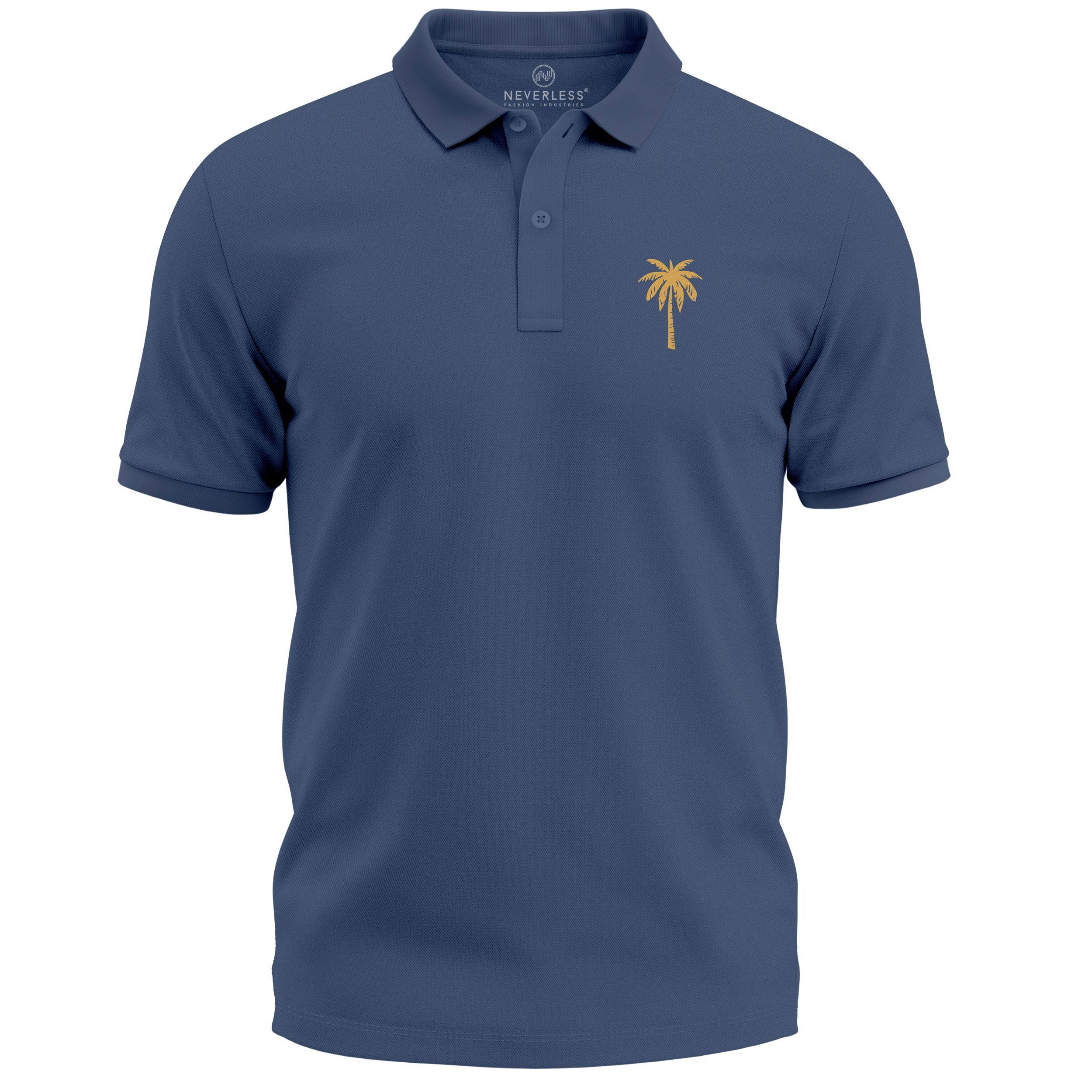 Neverless Poloshirt Poloshirt Herren mit Palmen-Logo günstig online kaufen