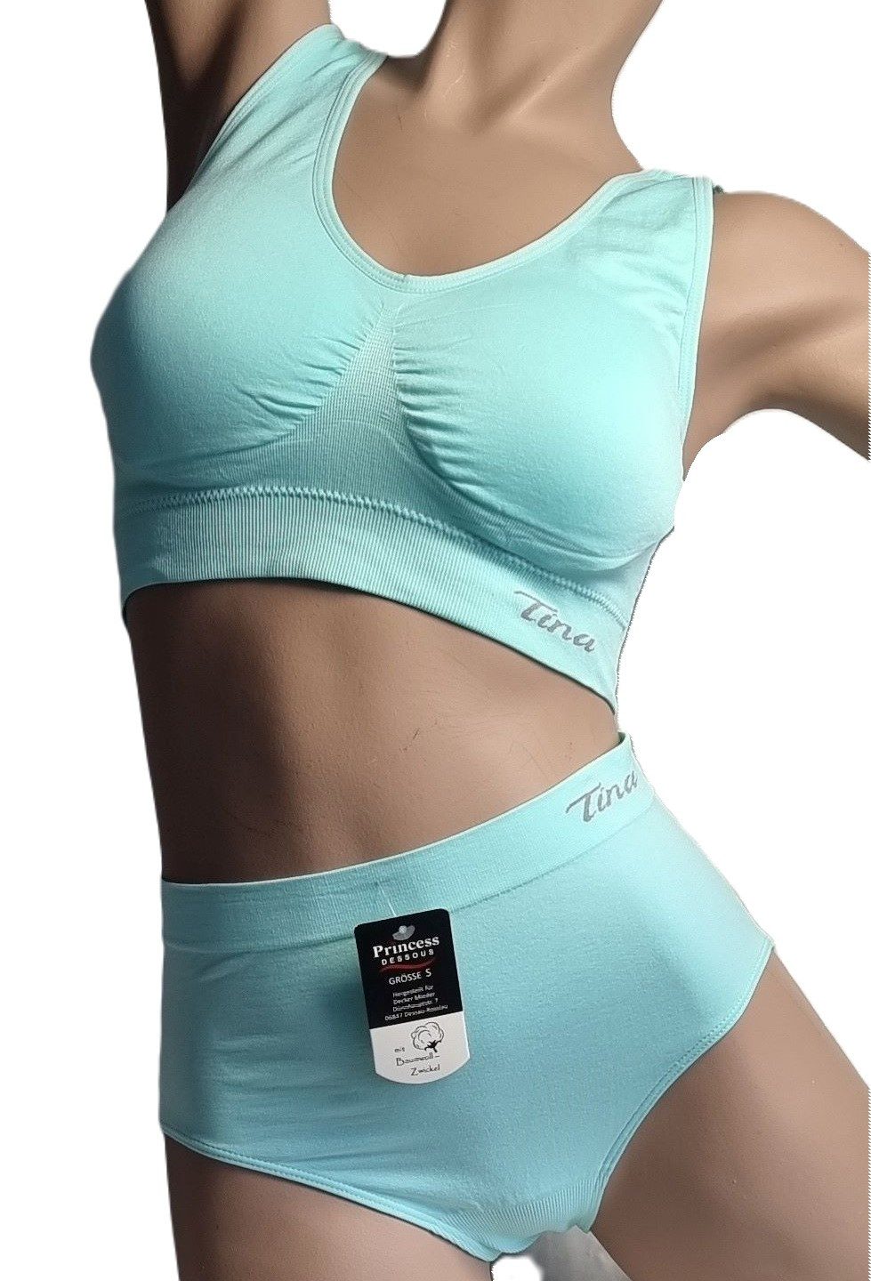 Dekker Bustier "Princess Dessous " Seamless Bustier/BH super Passform gefütterte Cup (Packung, 2 Stück) Logogschriftzug "Tina"
