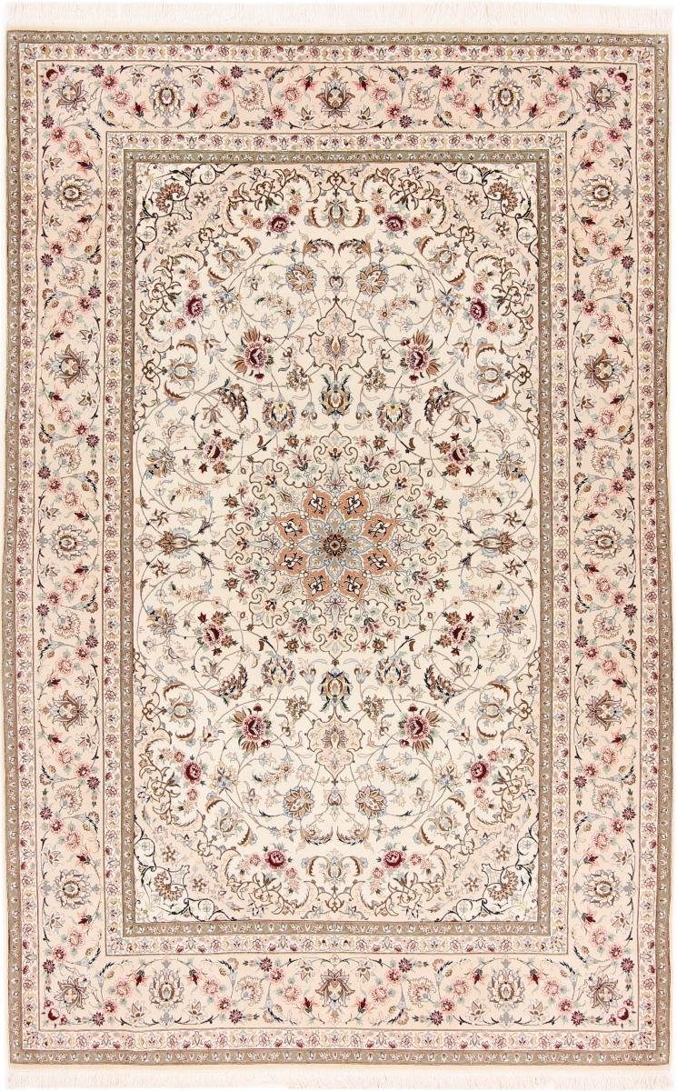 Orientteppich Isfahan Seidenkette 157x258 Handgeknüpfter Orientteppich, Nain Trading, rechteckig, Höhe: 8 mm