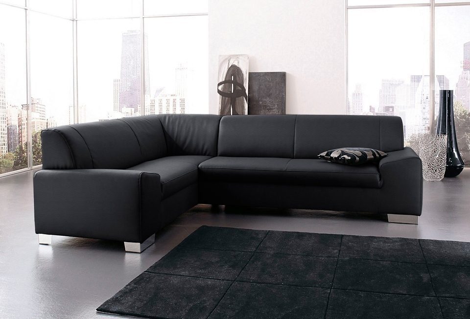 DOMO collection Ecksofa Alisson, zeitlose Optik, flache Armlehnen, L-Form, fester Sitzkomfort, wahlweise mit Bettfunktion
