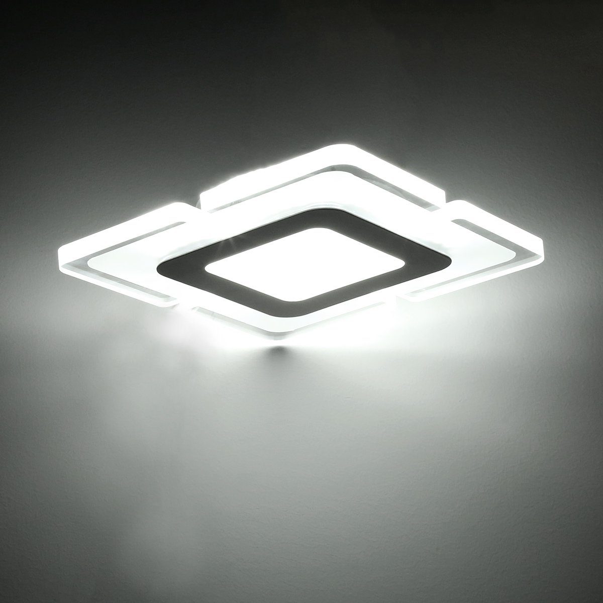 oyajia LED Kaltweiß+ Deko Deckenleuchte Lichteffekt Kaltweiß 18W Quadrat Außen Innen Deckenlampe,20x20cm,