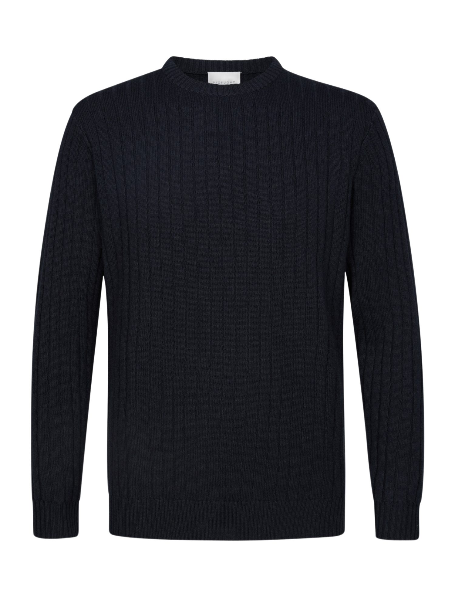 Profuomo Strickpullover blau,Casual,Wolle,Unifarben,Rundhals,Lang,Regular Fit