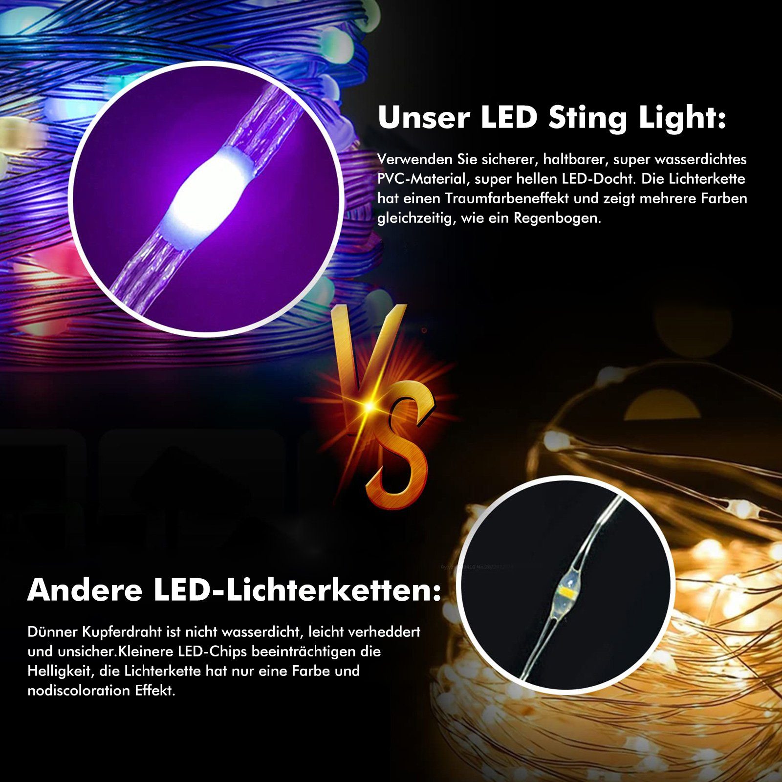 MUPOO LED 10M RGB Stripe USB Integriert Lichterketten 100 LED Lichtervorhang Dekolicht LED Wasser Fest LED-Streifen,Timer, LED LED Nachtlicht LEDs