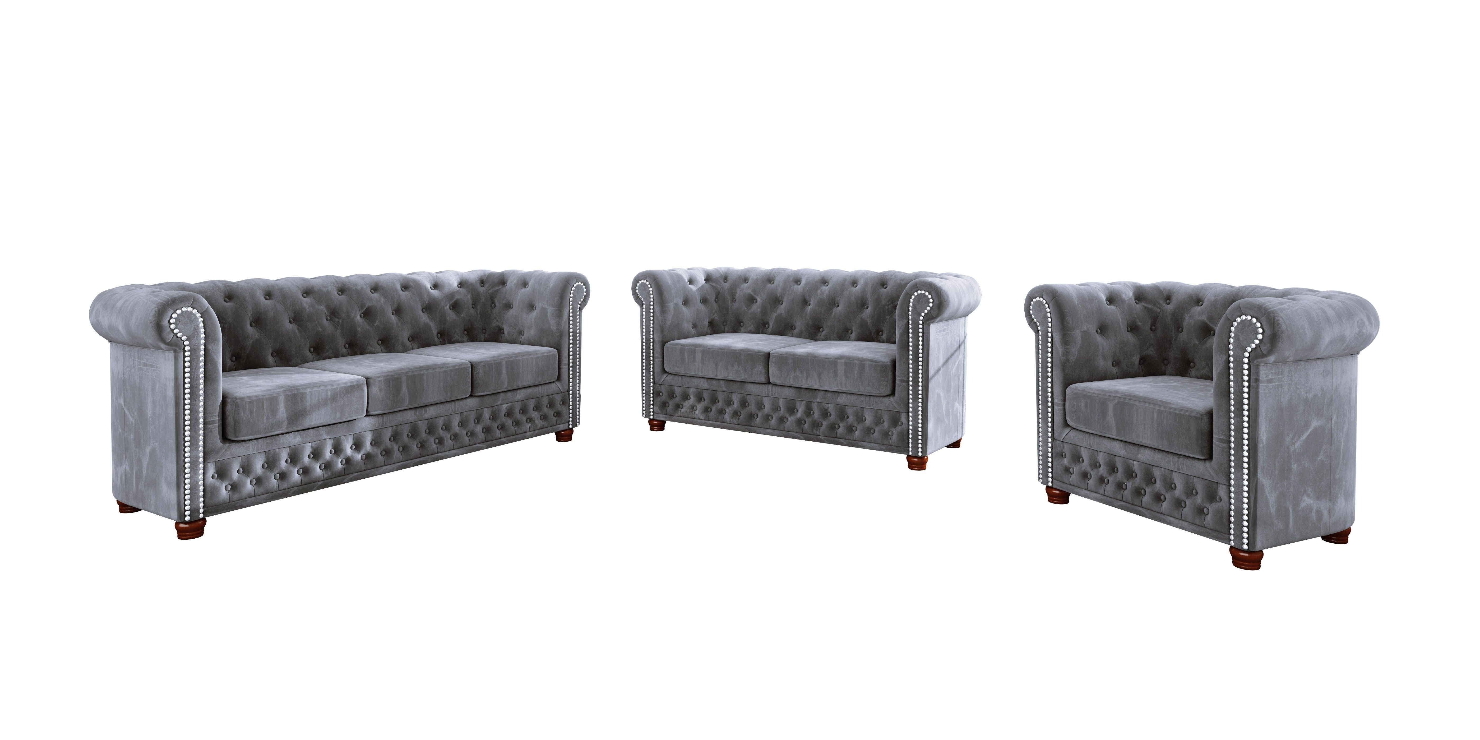 S-Style Möbel Polstergarnitur Chesterfield Leeds 3+2+1, (1x 3-Sitzer-Sofa, günstig online kaufen