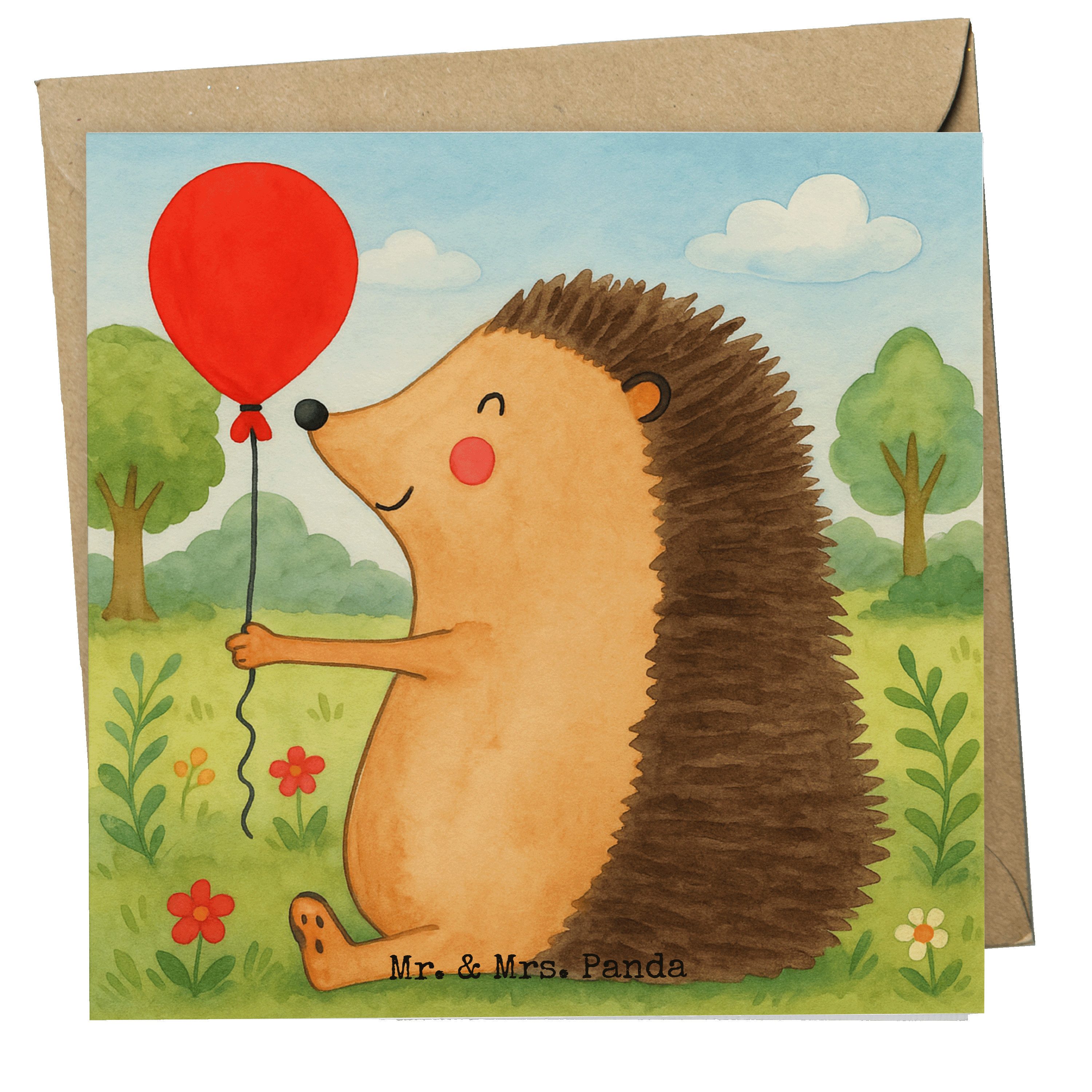 Mr. & Mrs. Panda Grußkarte Igel Luftballon Design, Grußkarte, Weiß, faltkarte, Geburtstag, Lusti, Lustige Sprüche Happy Birthday Geschenk