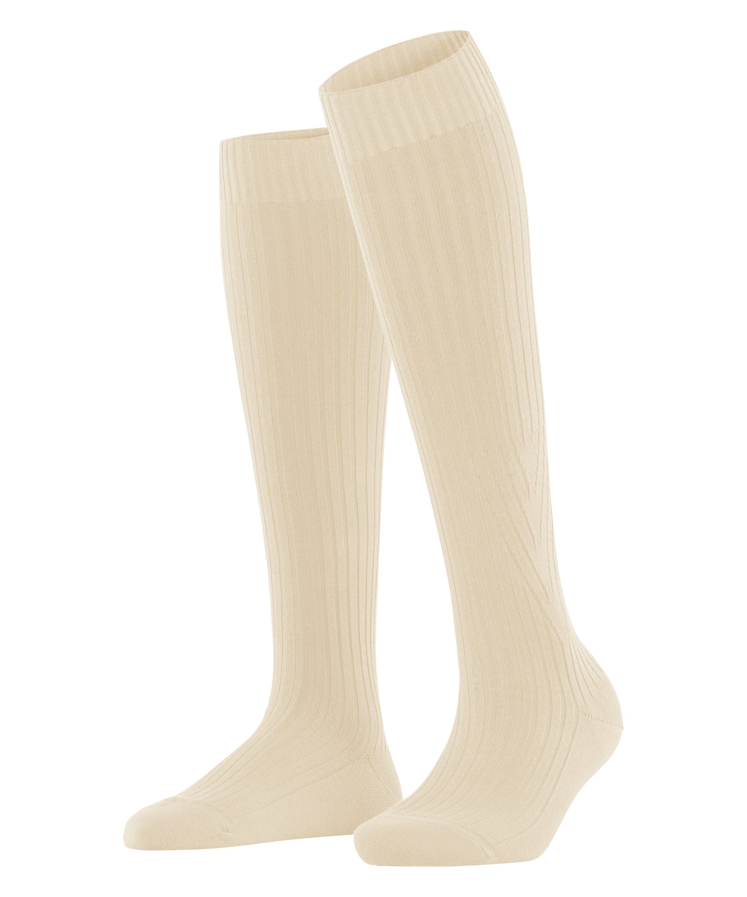 FALKE Kniestrümpfe Cross Knit (1-Paar) creme Strickmuster (2050) Rippstruktur klassische modernem mit