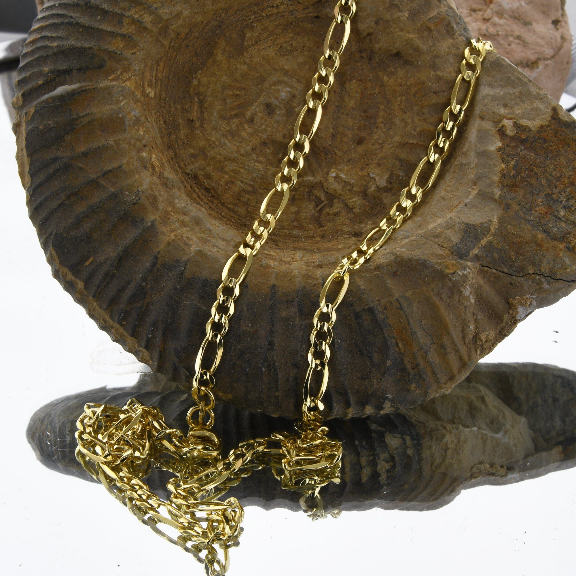 HOPLO Goldkette Goldkette Figarokette Halskette Breite 4,0 mm 42 cm 333 - 8 Karat Gold, Made in Germany – Bild 5 von 5