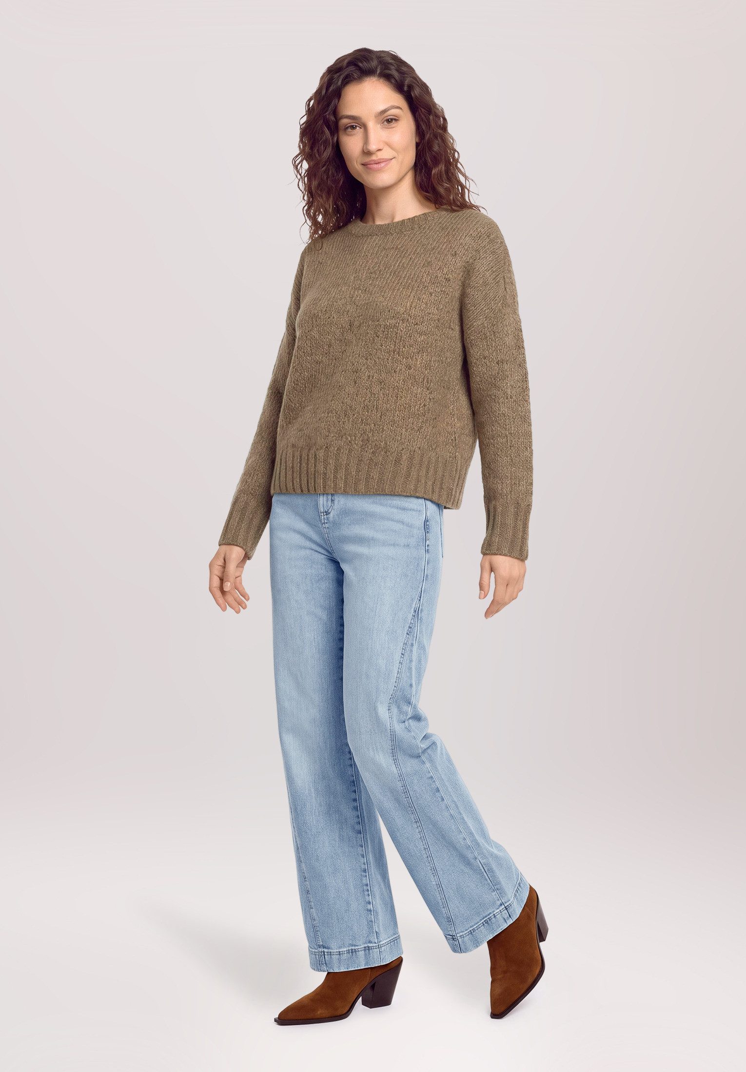 Cartoon Strickpullover Damen mit Rundhalsausschnitt (1-tlg)