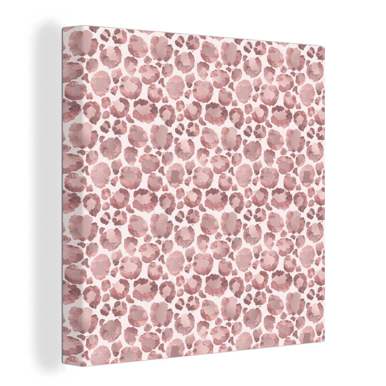 OneMillionCanvasses® Leinwandbild Pantherdruck - Aquarellfarbe - Rosa, (1 St), Leinwand Bilder für Wohnzimmer Schlafzimmer
