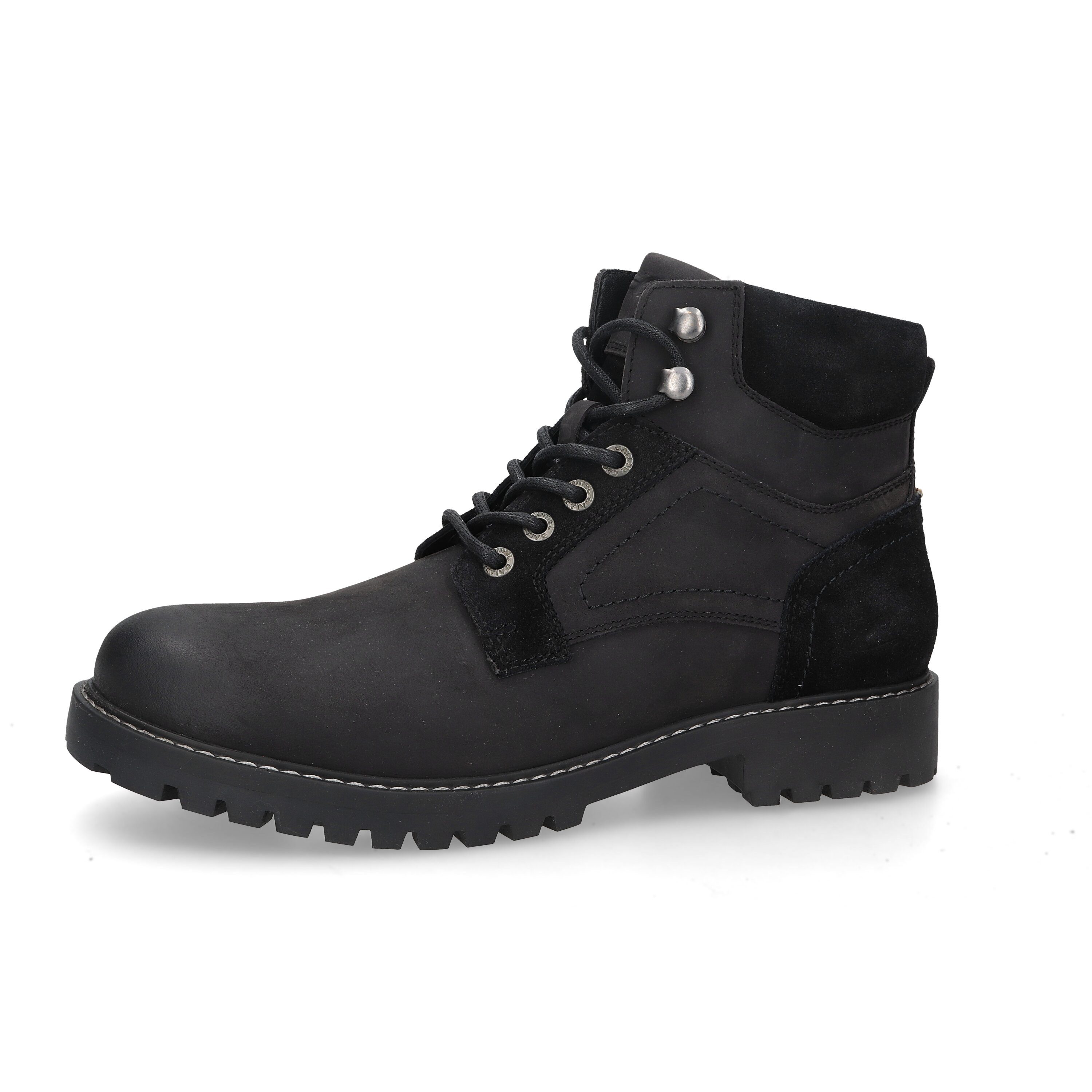 camel active Boots crazy horse/split SCHWARZ Schnürboots