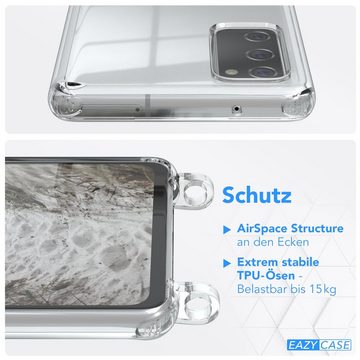 EAZY CASE Handykette Kette Clips Schwarz für Samsung Galaxy S20 FE / 5G 6,5 Zoll, Handykordel Umhängetasche für Handy Hülle durchsichtig Beige Taupe