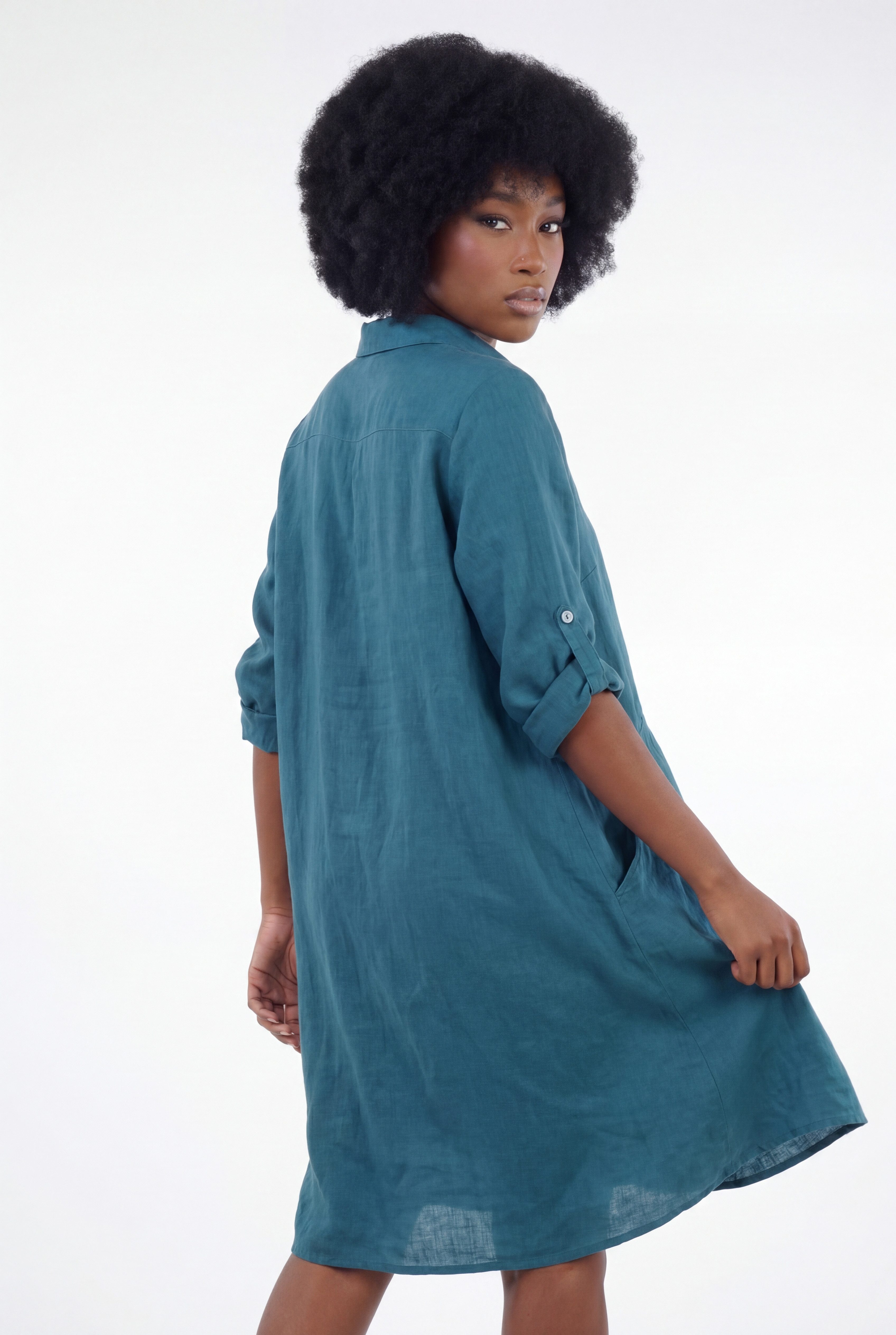 YC Fashion & Style Blusenkleid Leinen-Tunika Oversized One Size in Unifarbe