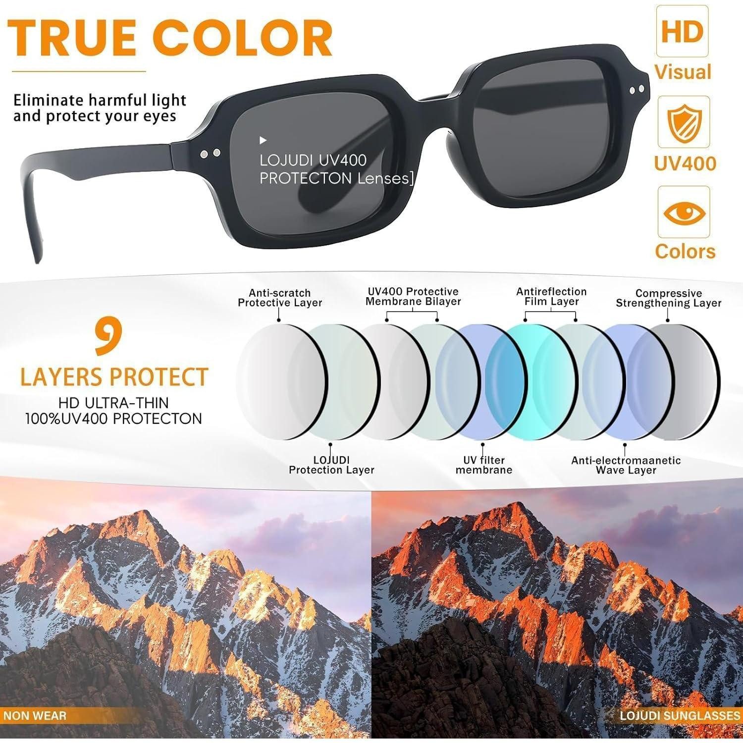 LuxusKollektion Retrosonnenbrille Sonnenbrille Retro Herren Damen Eckig Schwarz-schwarz 50 Millimeter