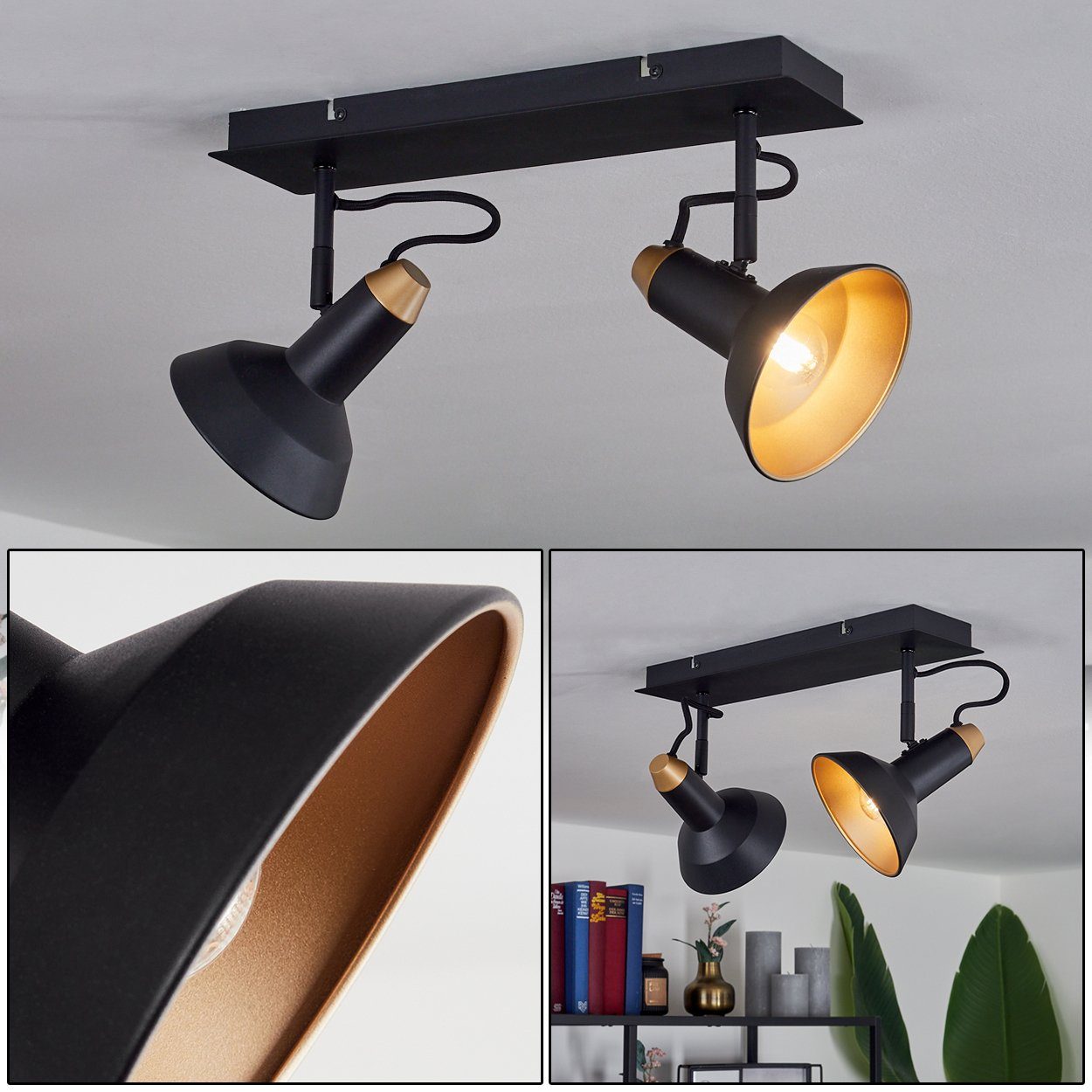 Leuchtmittel, hofstein Metall in Deckenleuchte E14, Schirme sind aus Modernen ohne drehbar »Fornacette« Deckenlampe im Design, Schwarz/Bronze,