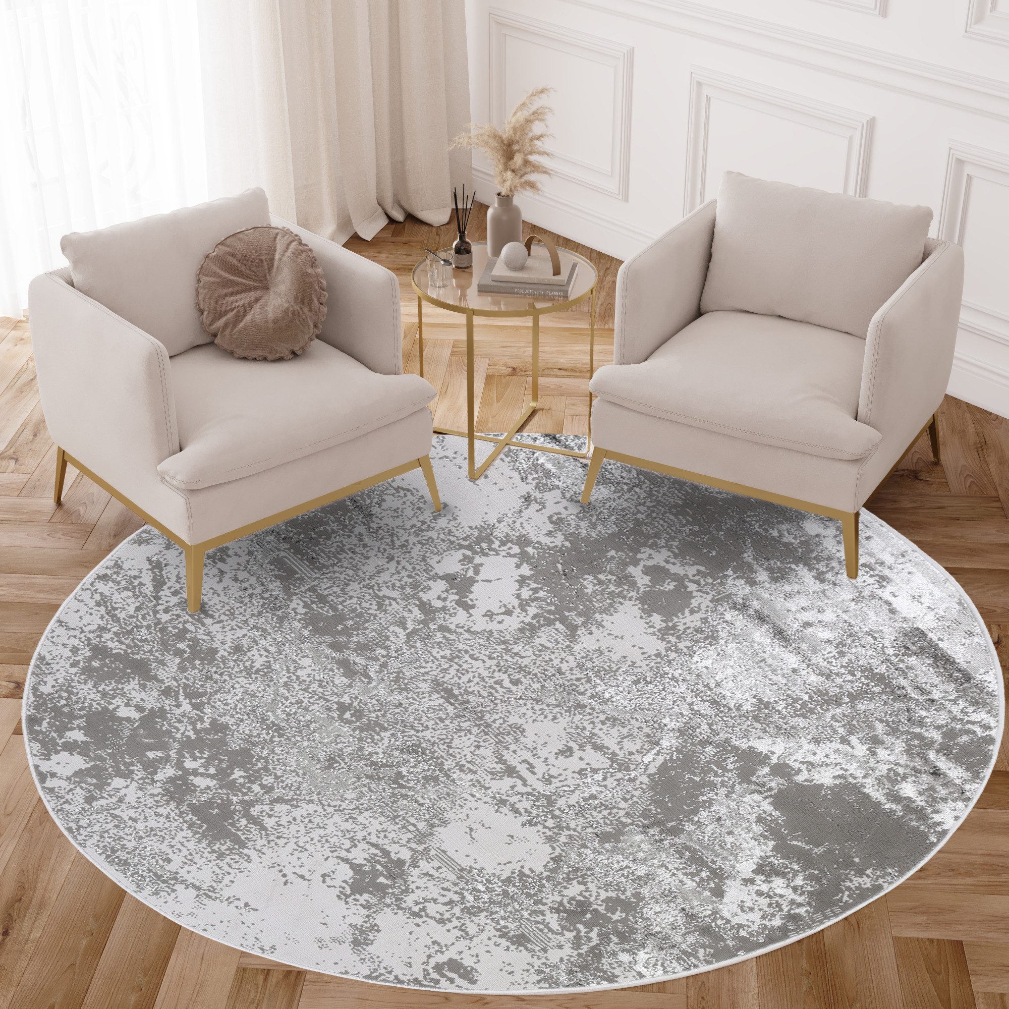 Tapiso Teppich CRYSTAL, rund, Höhe: 8 mm, Wohnzimmer, Schlafzimmer, modern günstig online kaufen