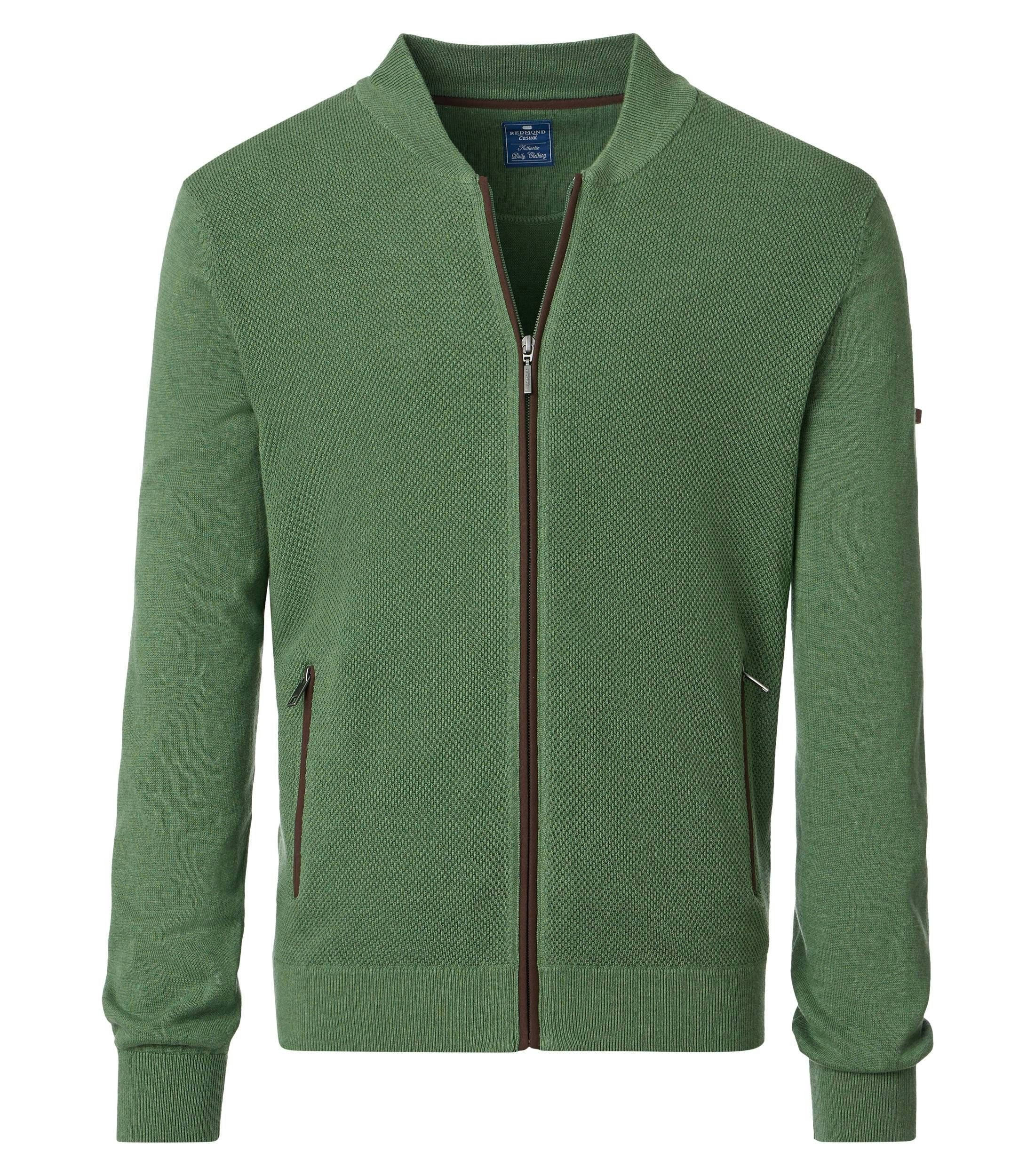 Redmond Strickjacke REDMOND Casual Herren Strickjacke Zipper Comfort Baumwolle Grün