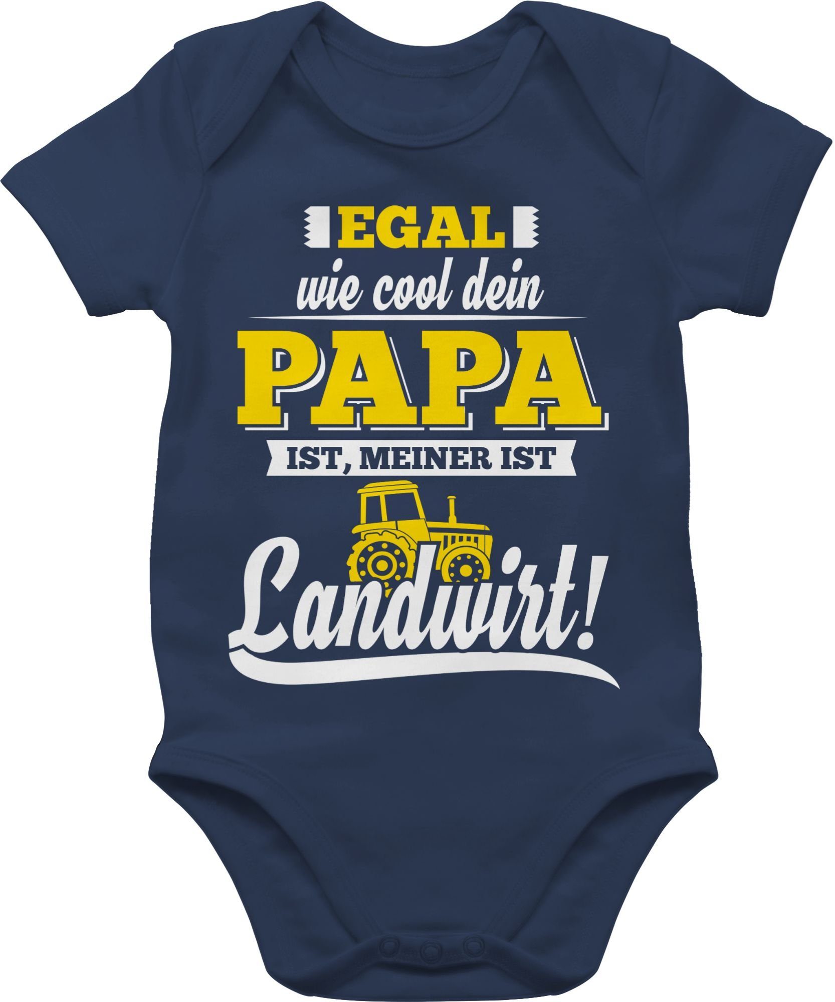 Shirtracer Shirtbody Egal wie Cool dein Papa meiner ist Landwirt Sprüche Baby 1 Navy Blau